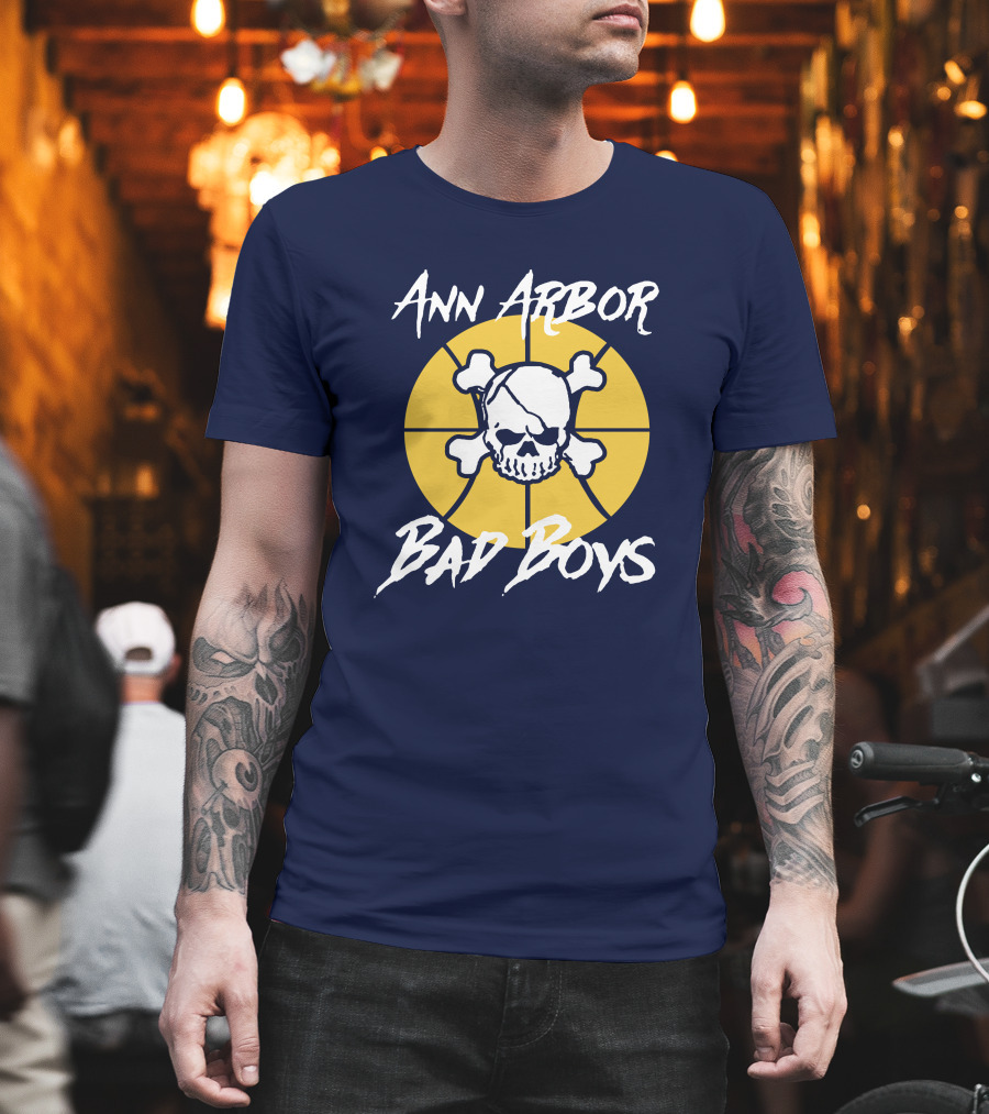 Ann Arbor Bad Boys Skull Basketball Juwan Howard Blue By Ninety Shop T-Shirt