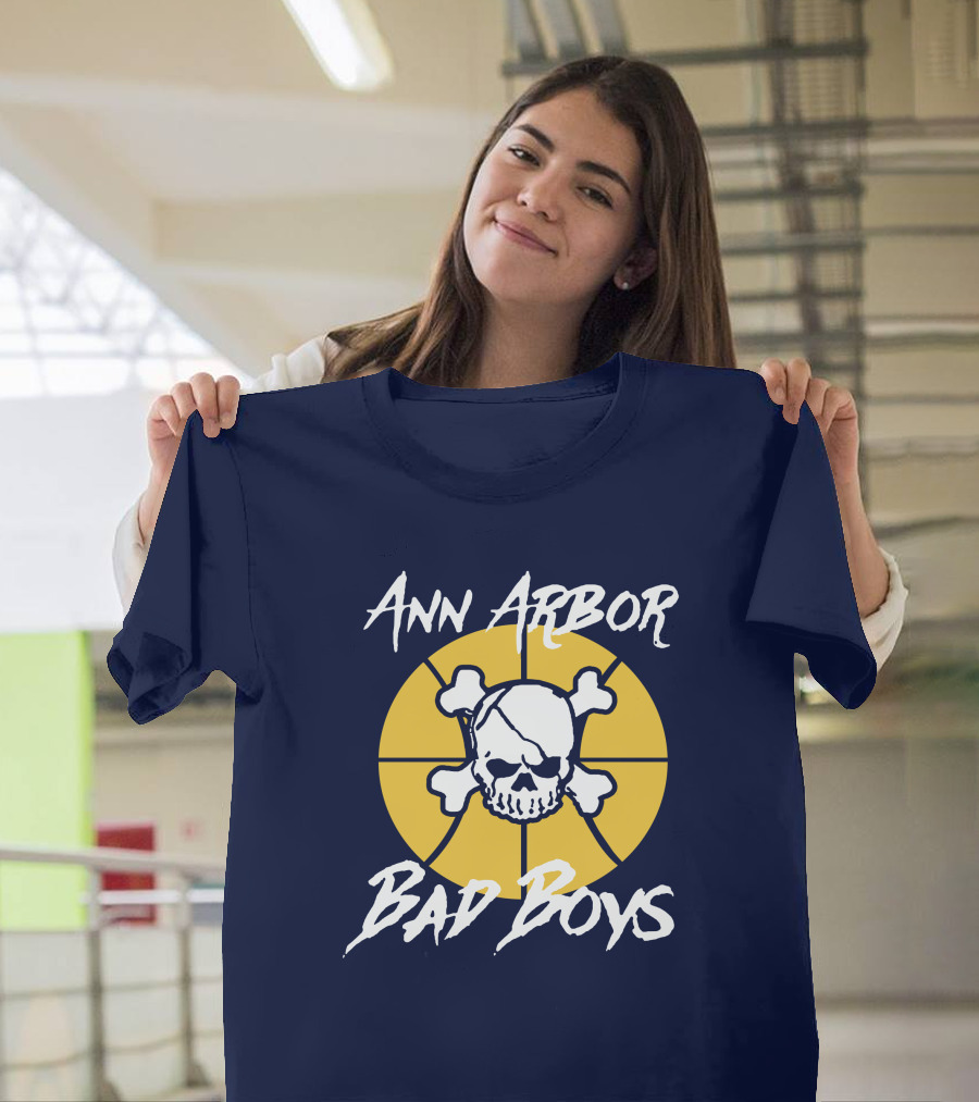 Ann Arbor Bad Boys Skull Basketball Juwan Howard Blue By Ninety Shop T-Shirt