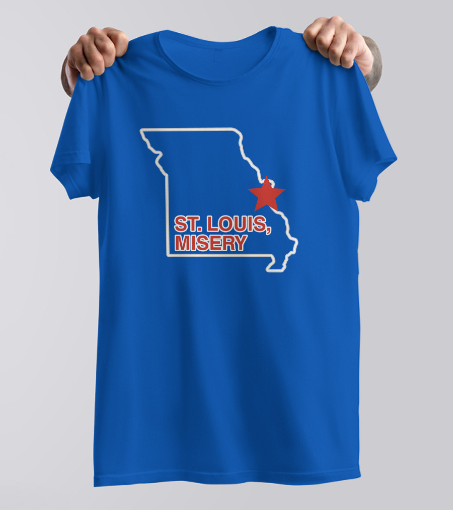 Obvious Merch St. Louis Misery Map Outline With Red Star T-Shirt