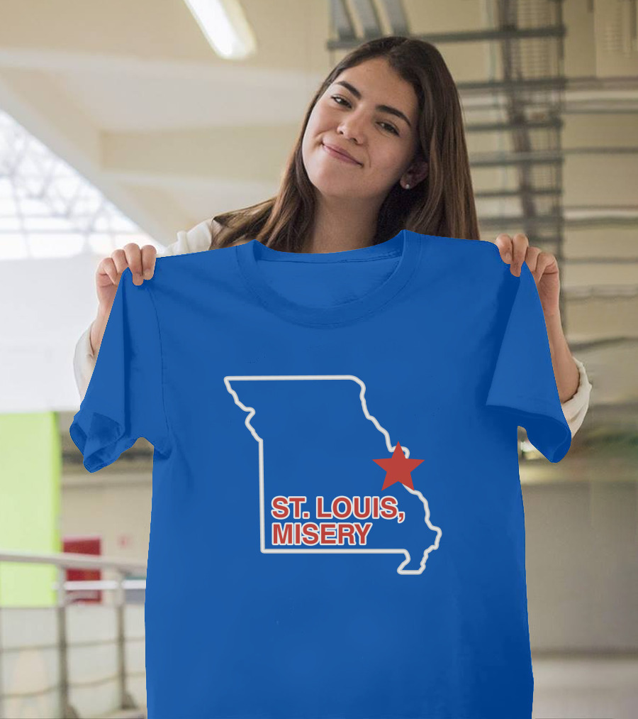 Obvious Merch St. Louis Misery Map Outline With Red Star T-Shirt
