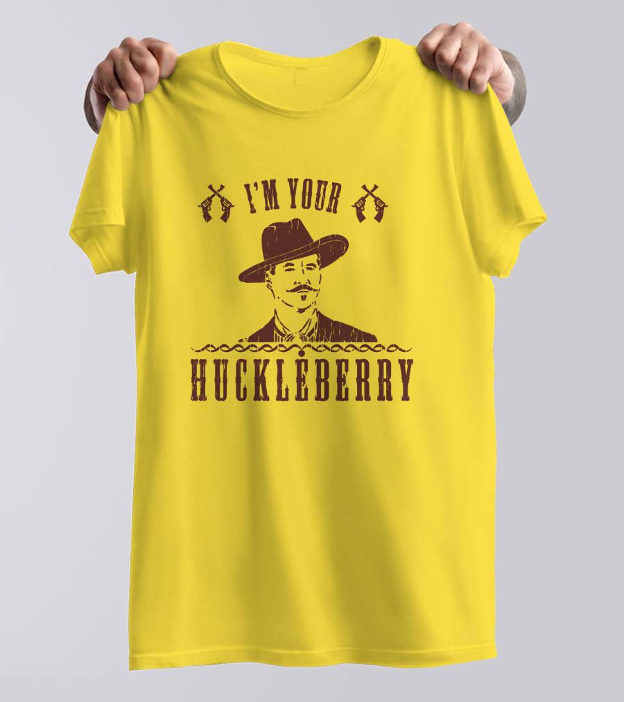 Super 70S Sports Store I'm Your Huckleberry Johnny Ringo Mustache Hat Guns T-Shirt