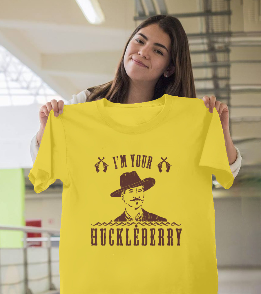 Super 70S Sports Store I'm Your Huckleberry Johnny Ringo Mustache Hat Guns T-Shirt