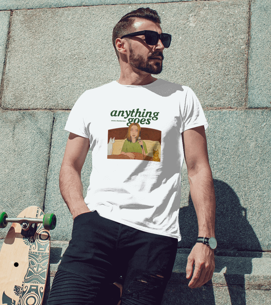 Anything Goes Emma Chamberlain Merch With Cats And Microphone T-Shirt