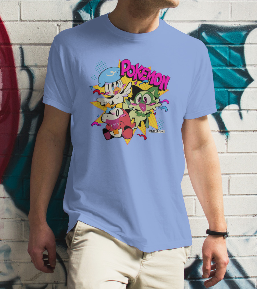 Natflorezz Pokemon Quaxly Sprigatito Fuecoco Characters T-Shirt