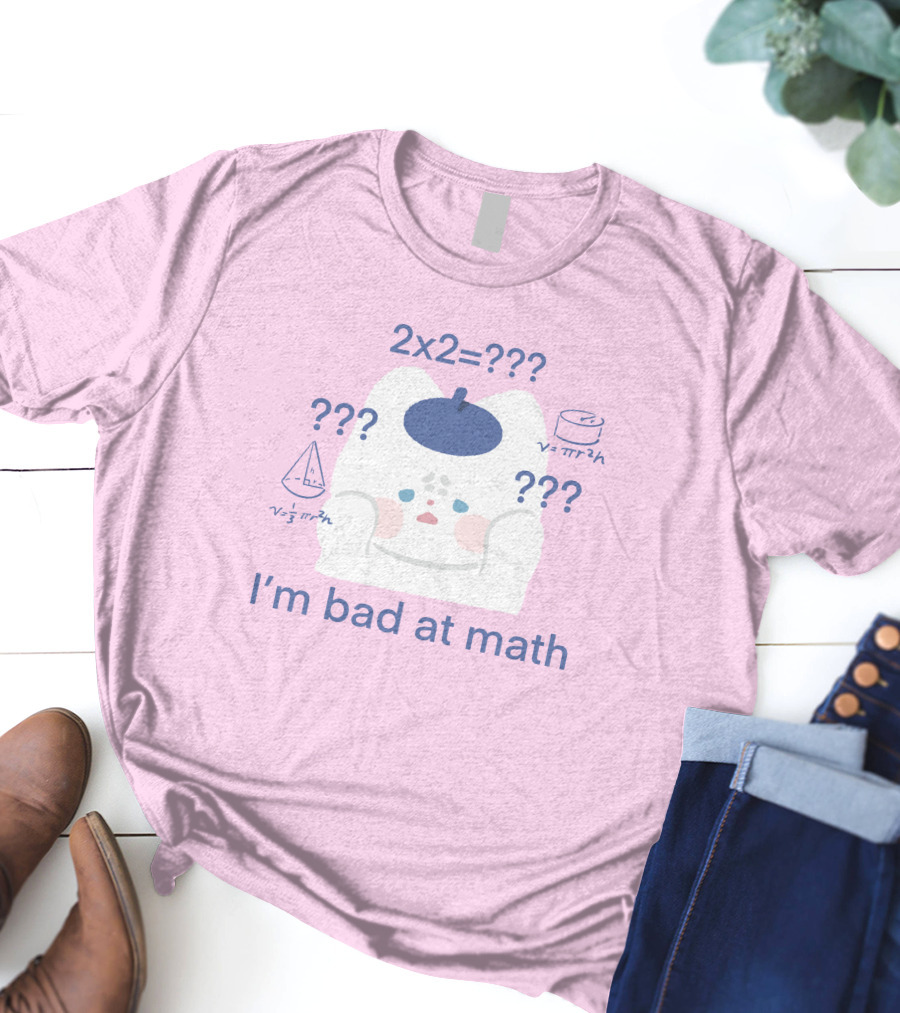 Maobabie Merch I'm Bad At Math Jennie Cat Confused By Math Equations T-Shirt