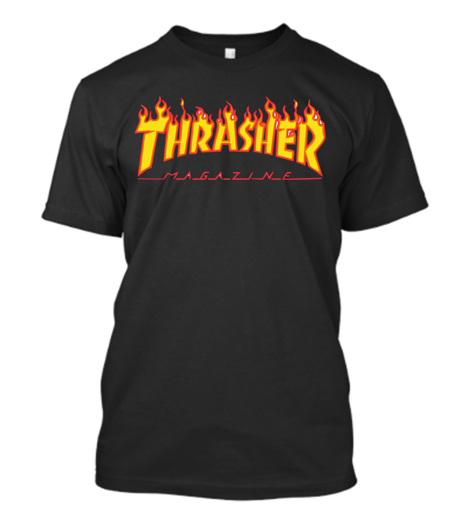 Men Thrasher Flame Magazine Classic Yellow T-Shirt