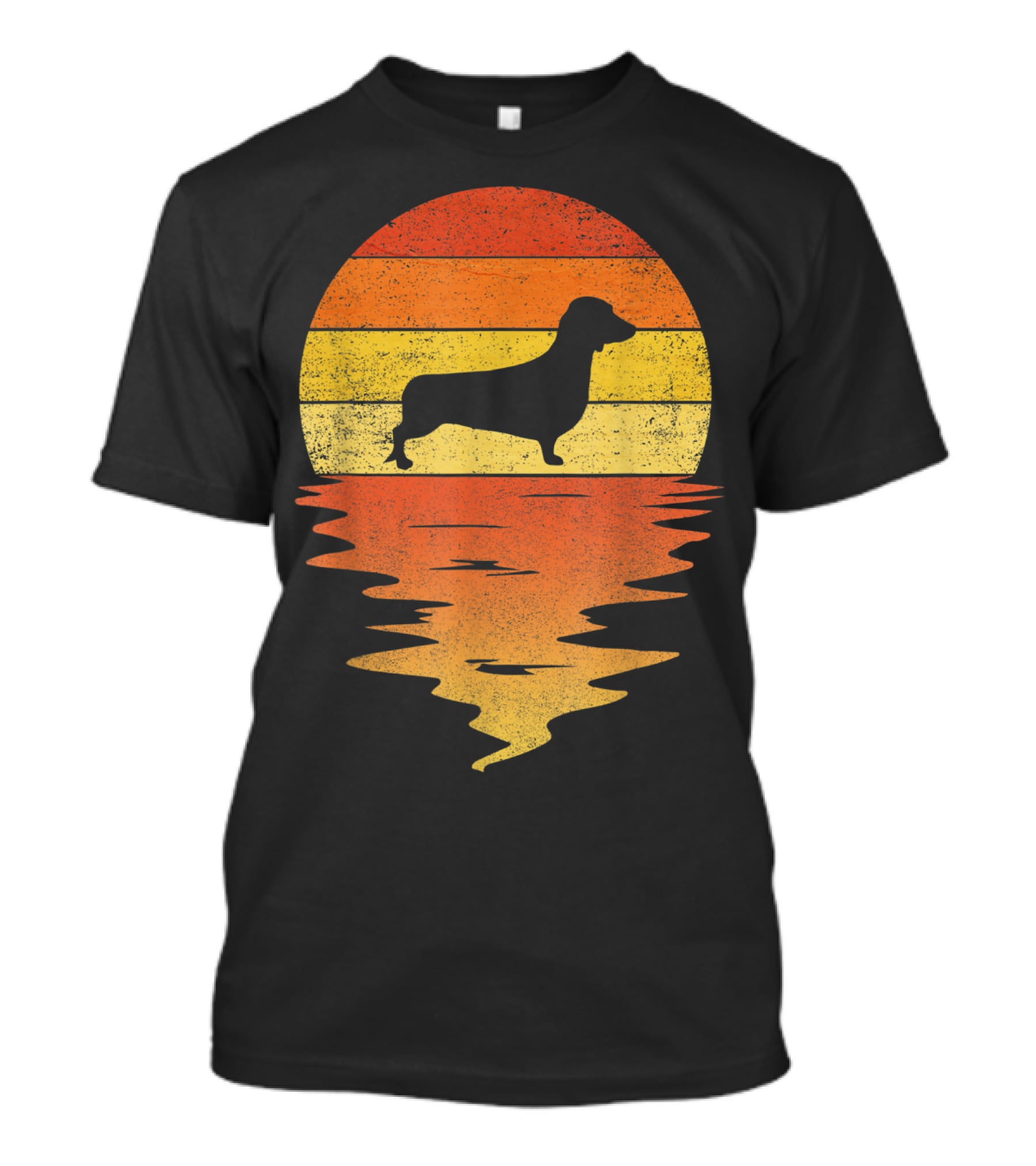 Dachshund Silhouette 70s Vintage Sunset T-Shirt