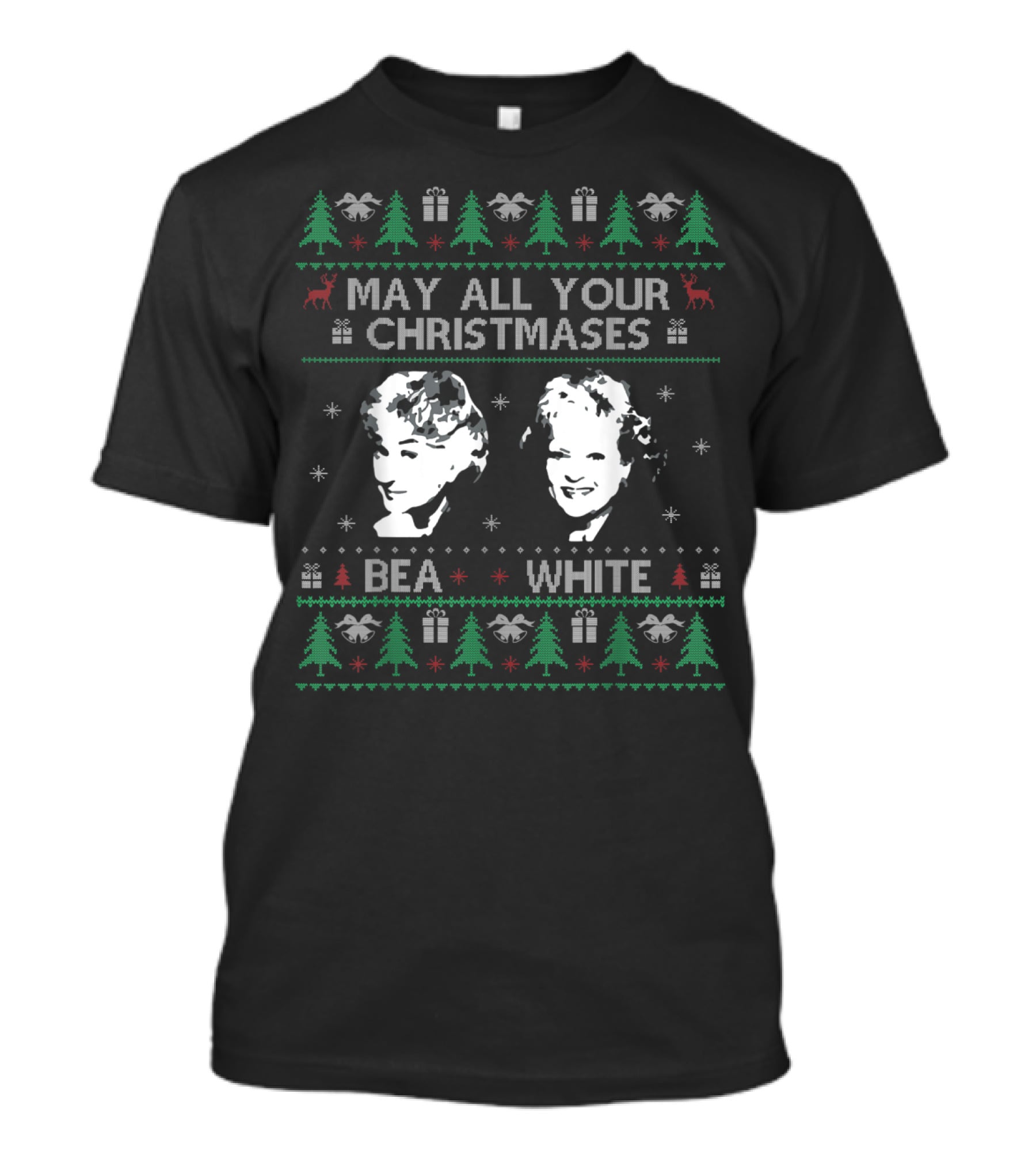 May All Your Christmases Bea White With Holiday Sweater Icons T-Shirt
