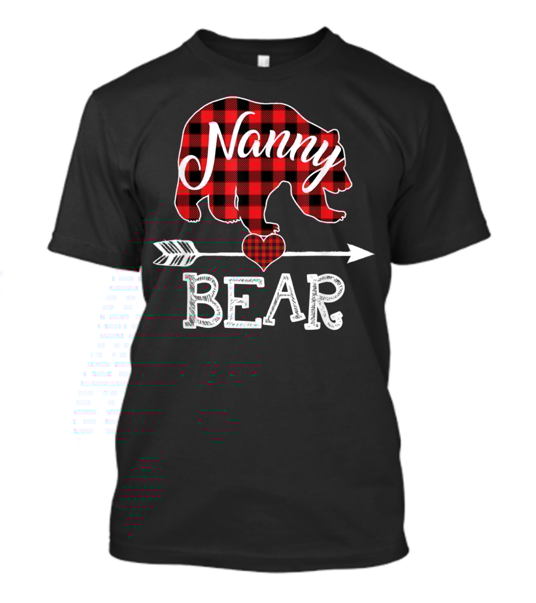 Nanny Bear Plaid Heart Arrow Buffalo Christmas T-Shirt