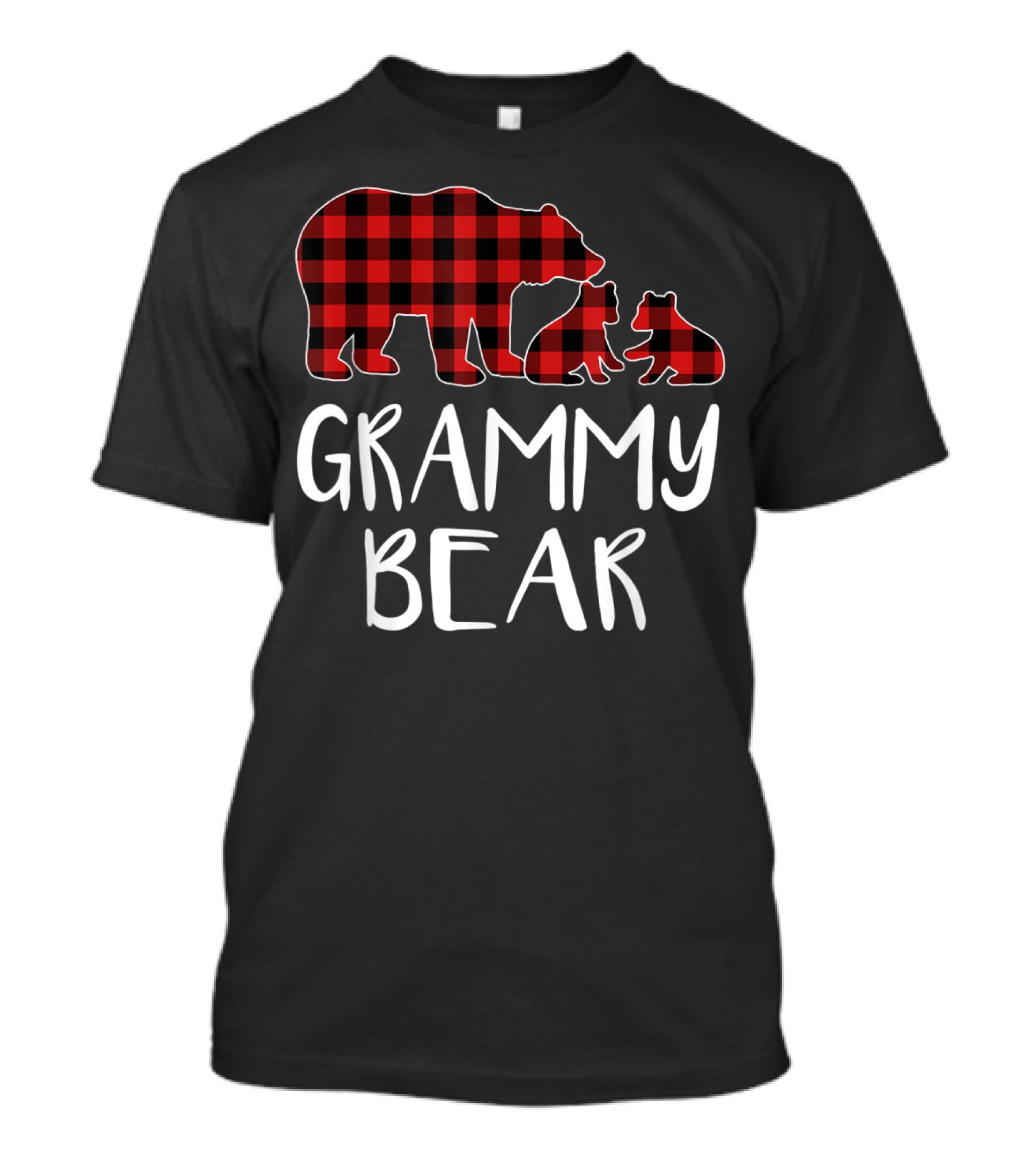 Grammy Bear Red Plaid Two Cubs Matching Buffalo T-Shirt