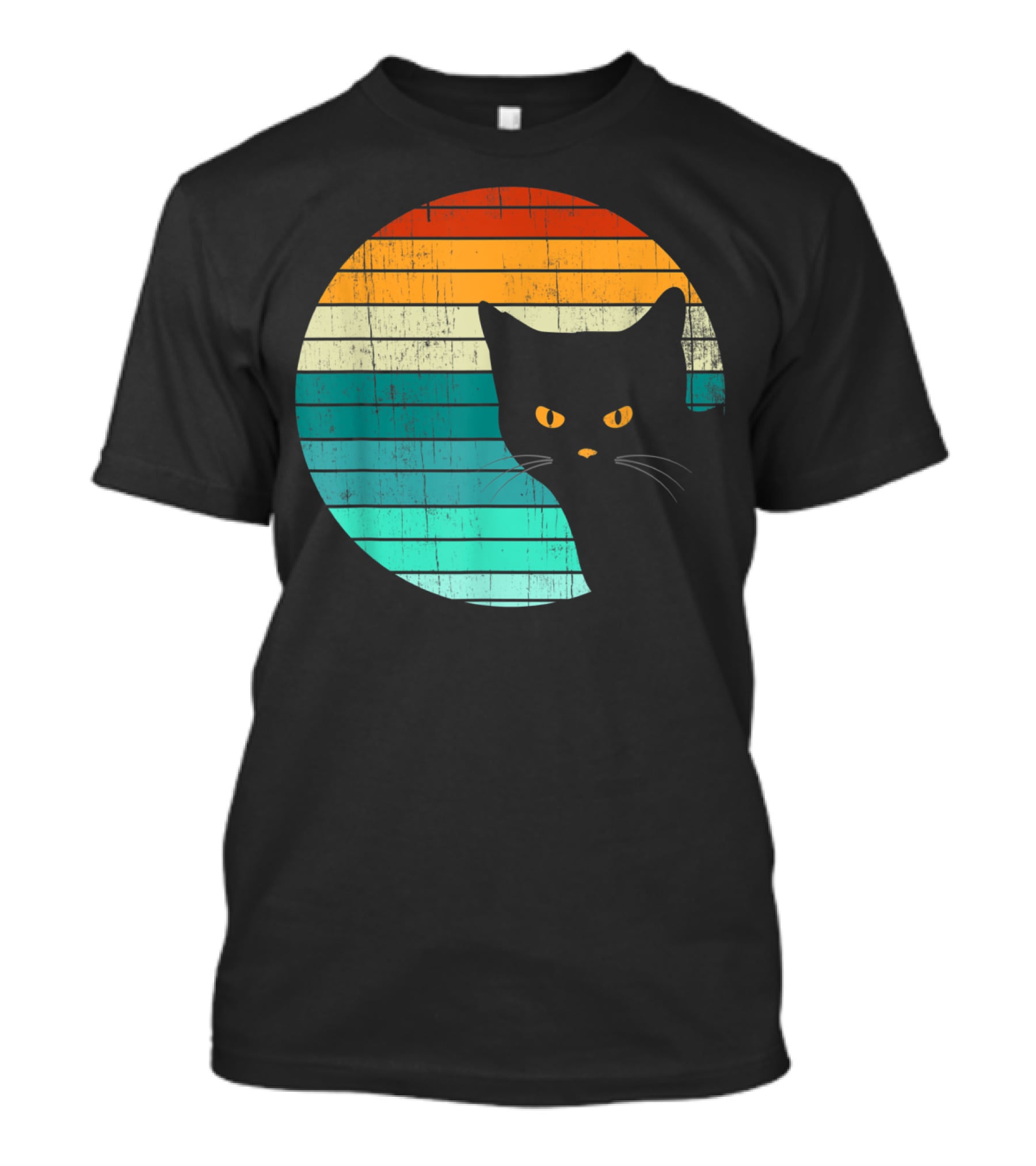 Unique Vintage Kitten Kitty Cat Retro Sunset Stripes T-Shirt