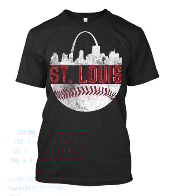St Louis Vintage City Skyline Baseball Arch T-Shirt