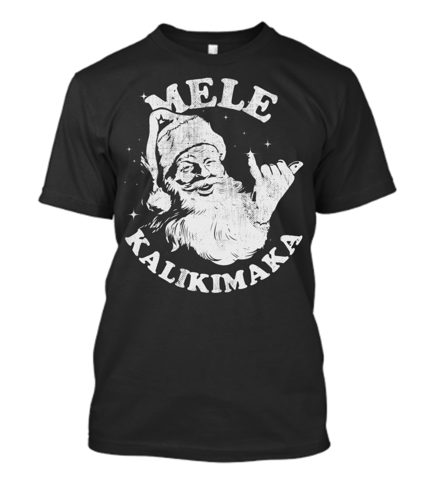 Retro Mele Kalikimaka Santa Shaka Hawaii Christmas T-Shirt
