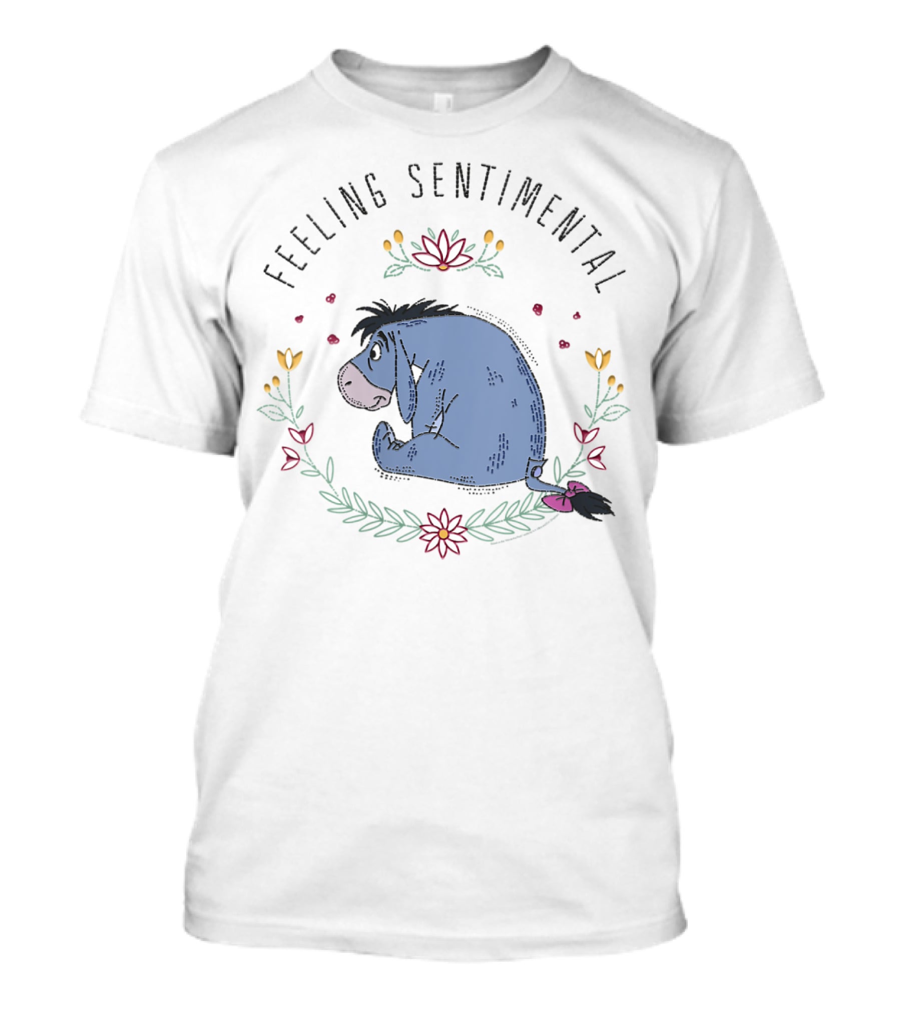 Eeyore Feeling Sentimental Surrounded By Floral Accents T-Shirt