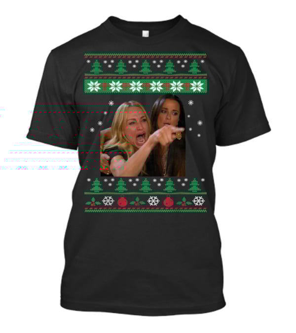 Woman Yelling At A Cat Ugly Christmas Sweater Meme T-Shirt