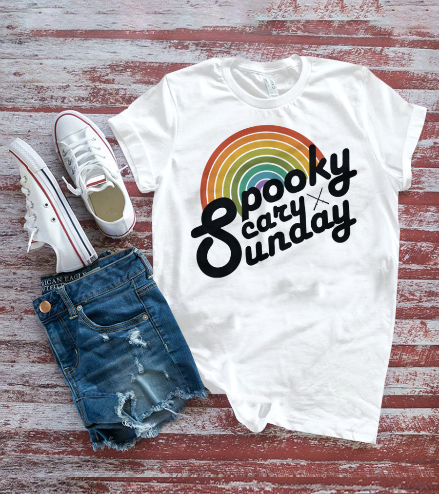 CoryxKenshin Spooky Scary Sunday Retro Rainbow T-Shirt
