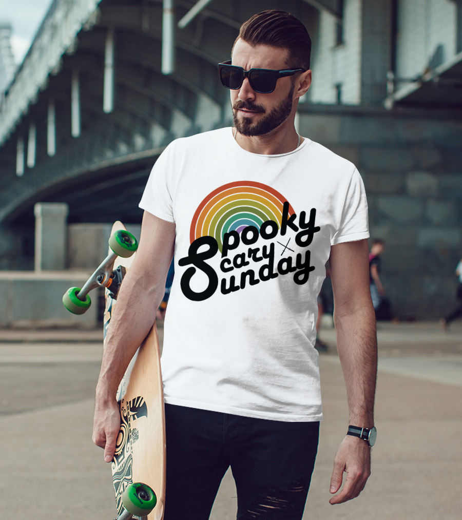 CoryxKenshin Spooky Scary Sunday Retro Rainbow T-Shirt