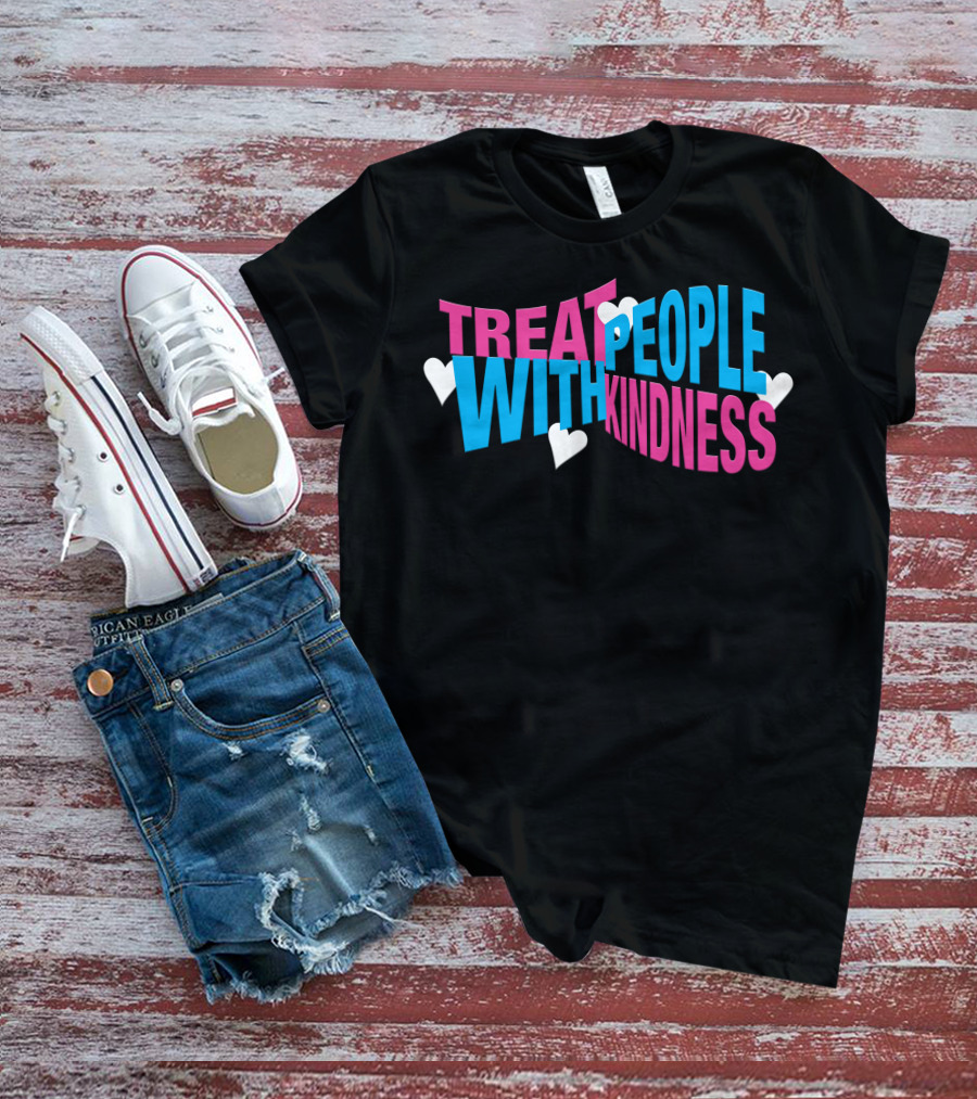 Treat People With Kindness Hearts Bold Letters T-Shirt