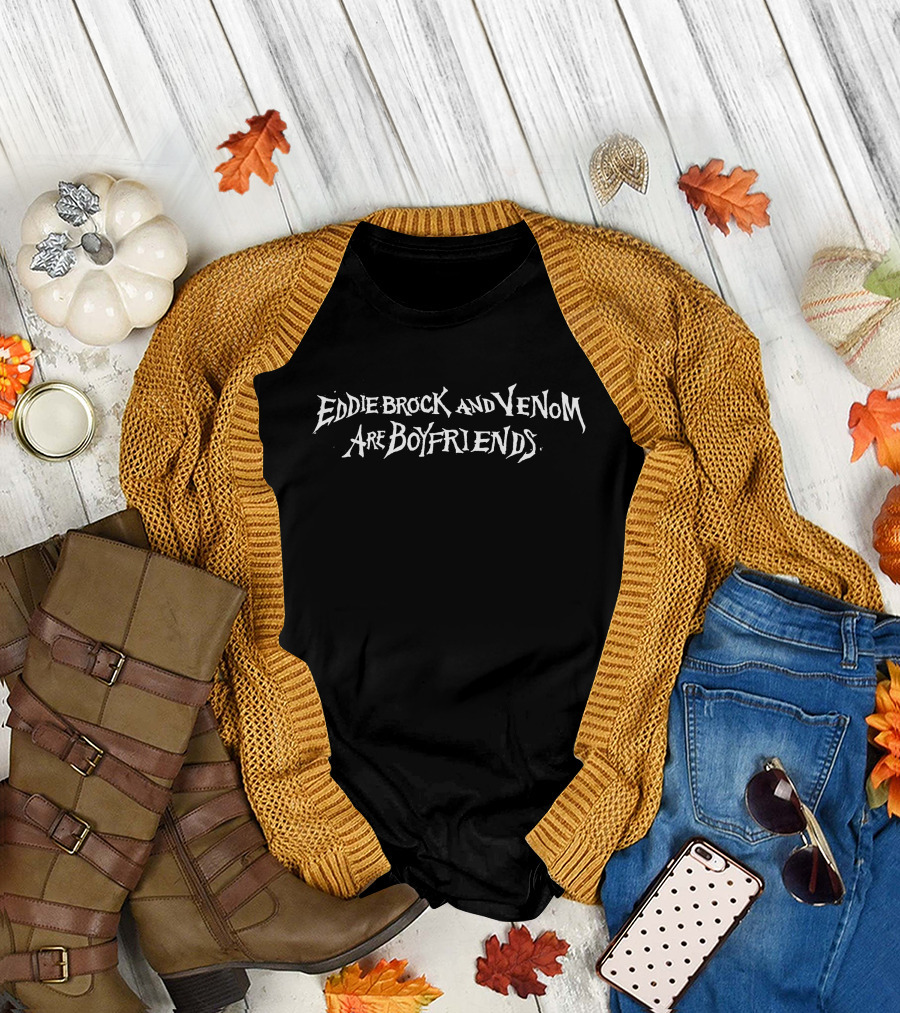 Eddie Brock And Venom Are Boyfriends Symbiote Relationship Text T-Shirt