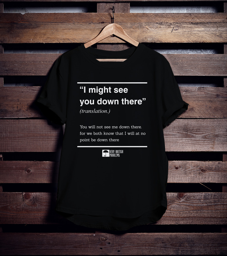Very British Problems I Might See You Down There Translation T-Shirt