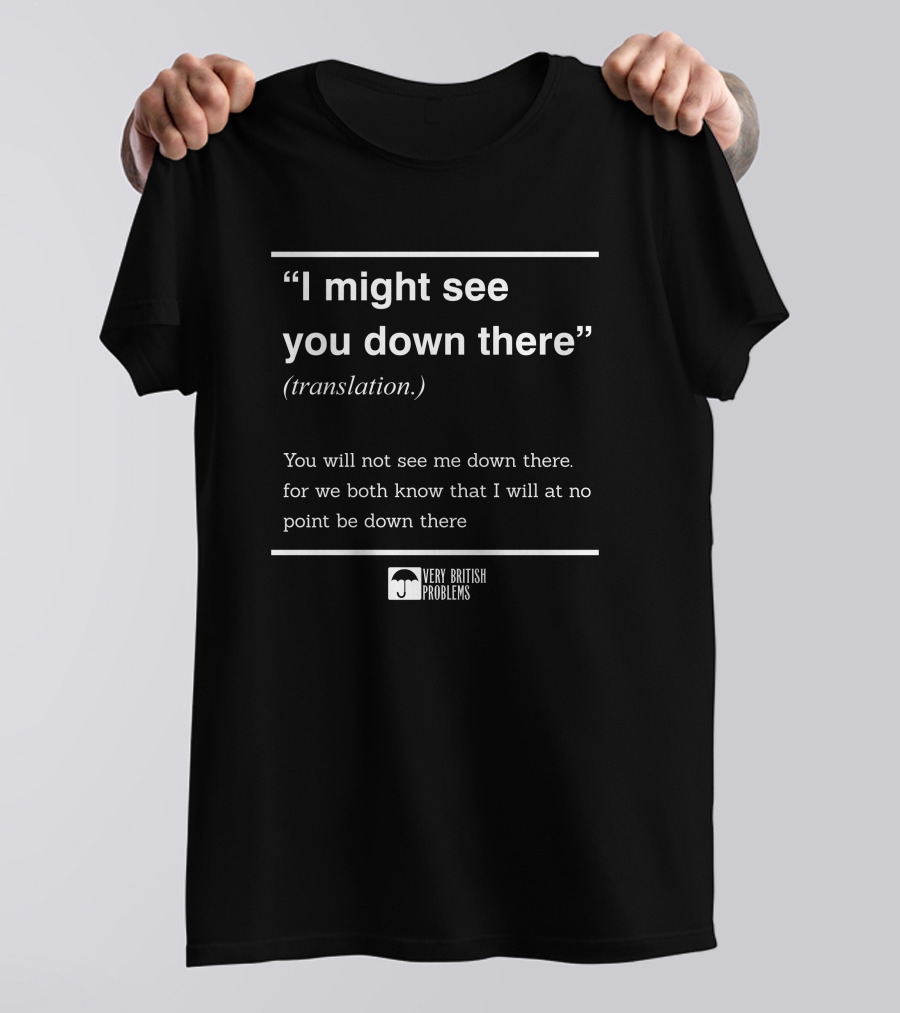Very British Problems I Might See You Down There Translation T-Shirt