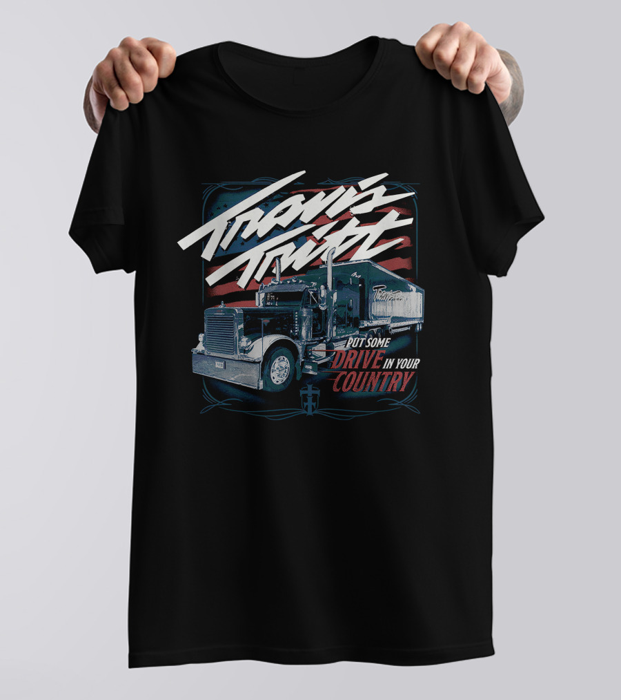 Travis Tritt Put Some Drive In Your Country Truck With American Flag Background T-Shirt