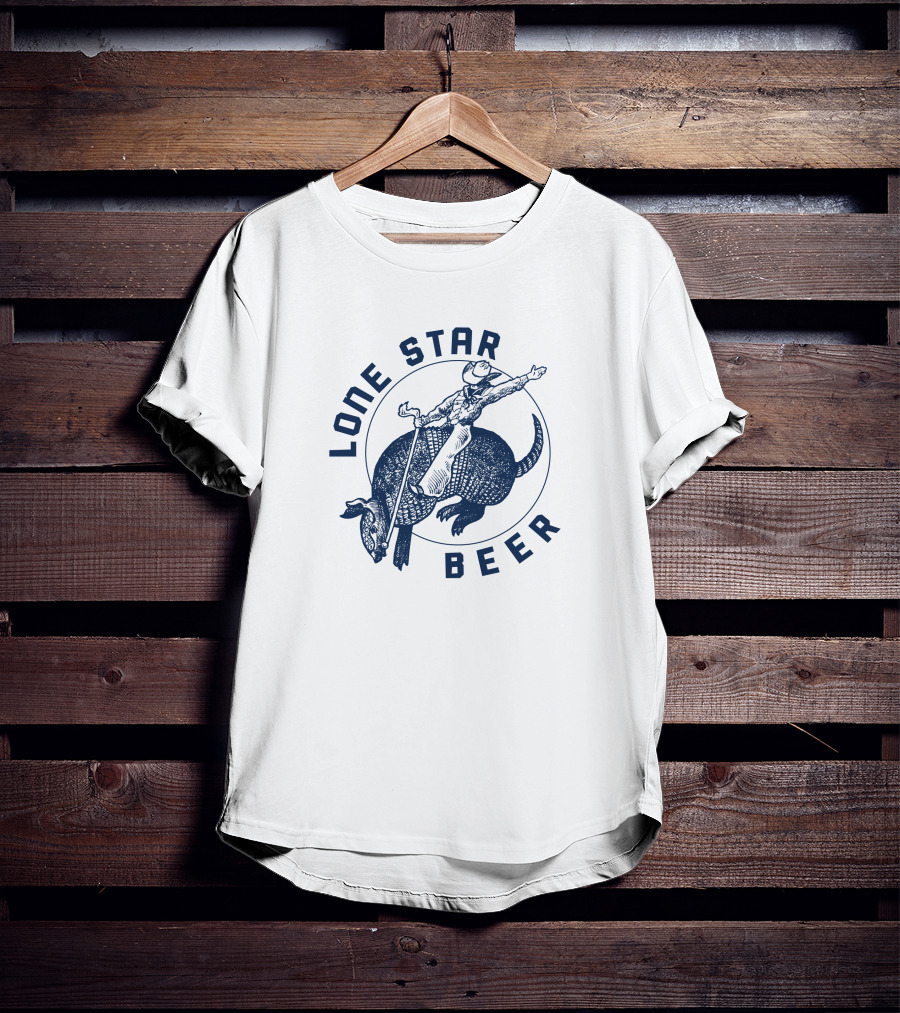 Lone Star Beer Cowboy Riding Armadillo T-Shirt