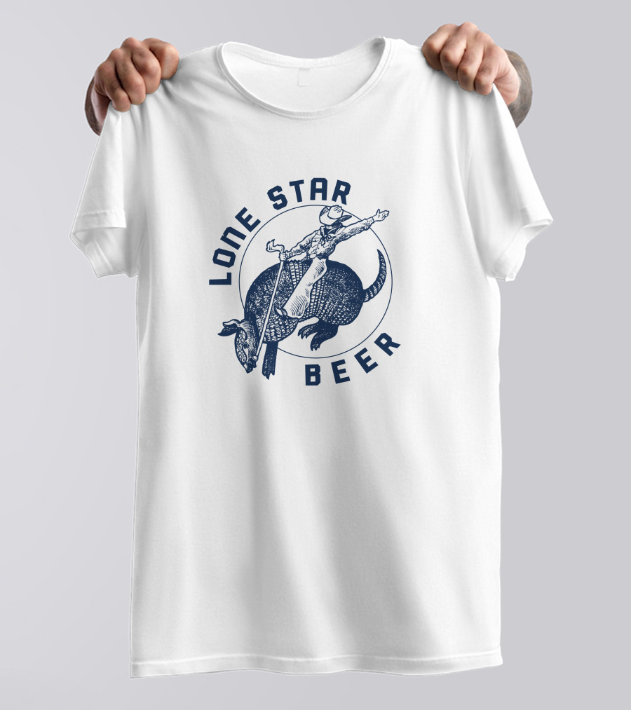Lone Star Beer Cowboy Riding Armadillo T-Shirt
