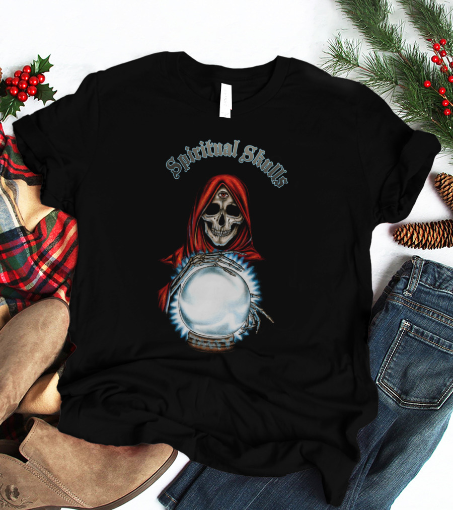 Spiritual Skulls Mystic Reaper With Crystal Ball T-Shirt