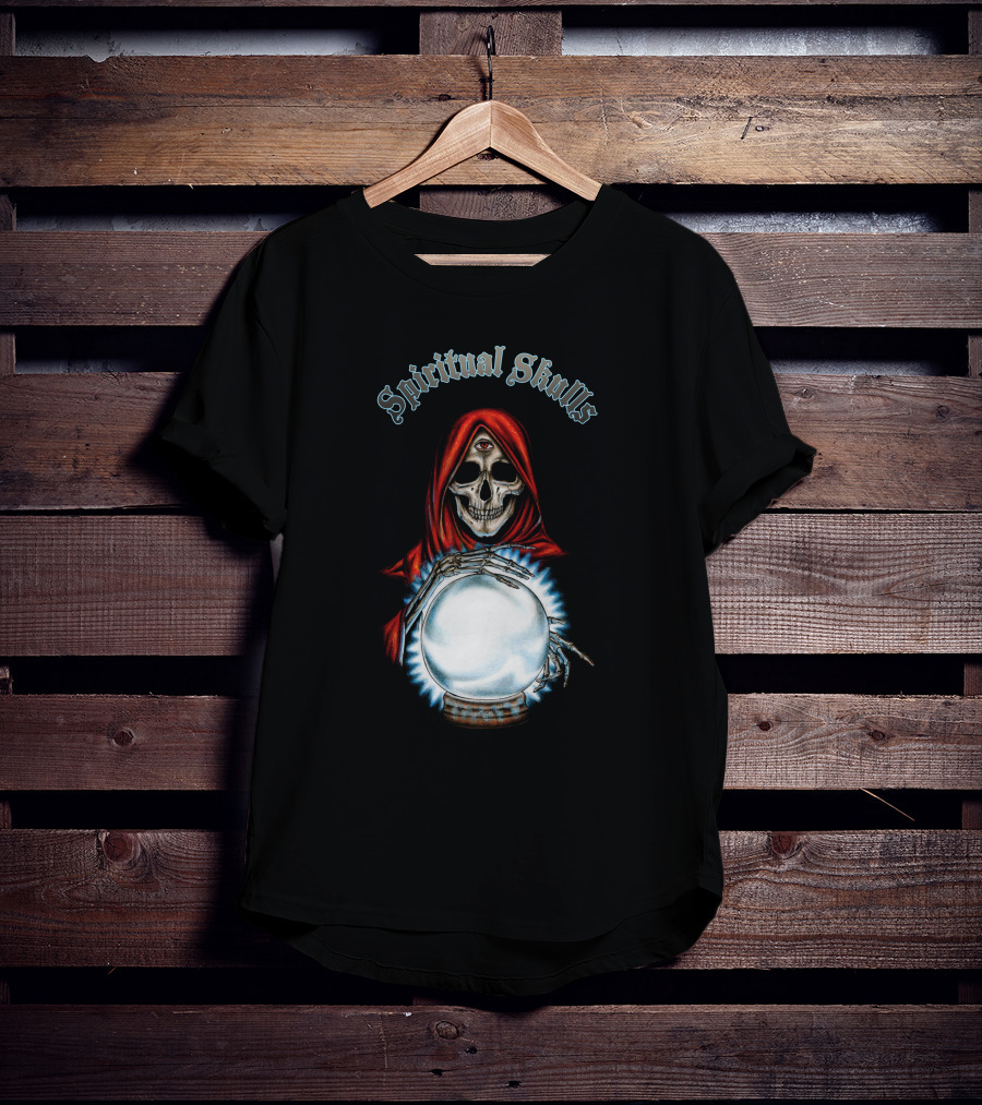 Spiritual Skulls Mystic Reaper With Crystal Ball T-Shirt