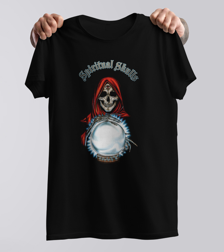 Spiritual Skulls Mystic Reaper With Crystal Ball T-Shirt