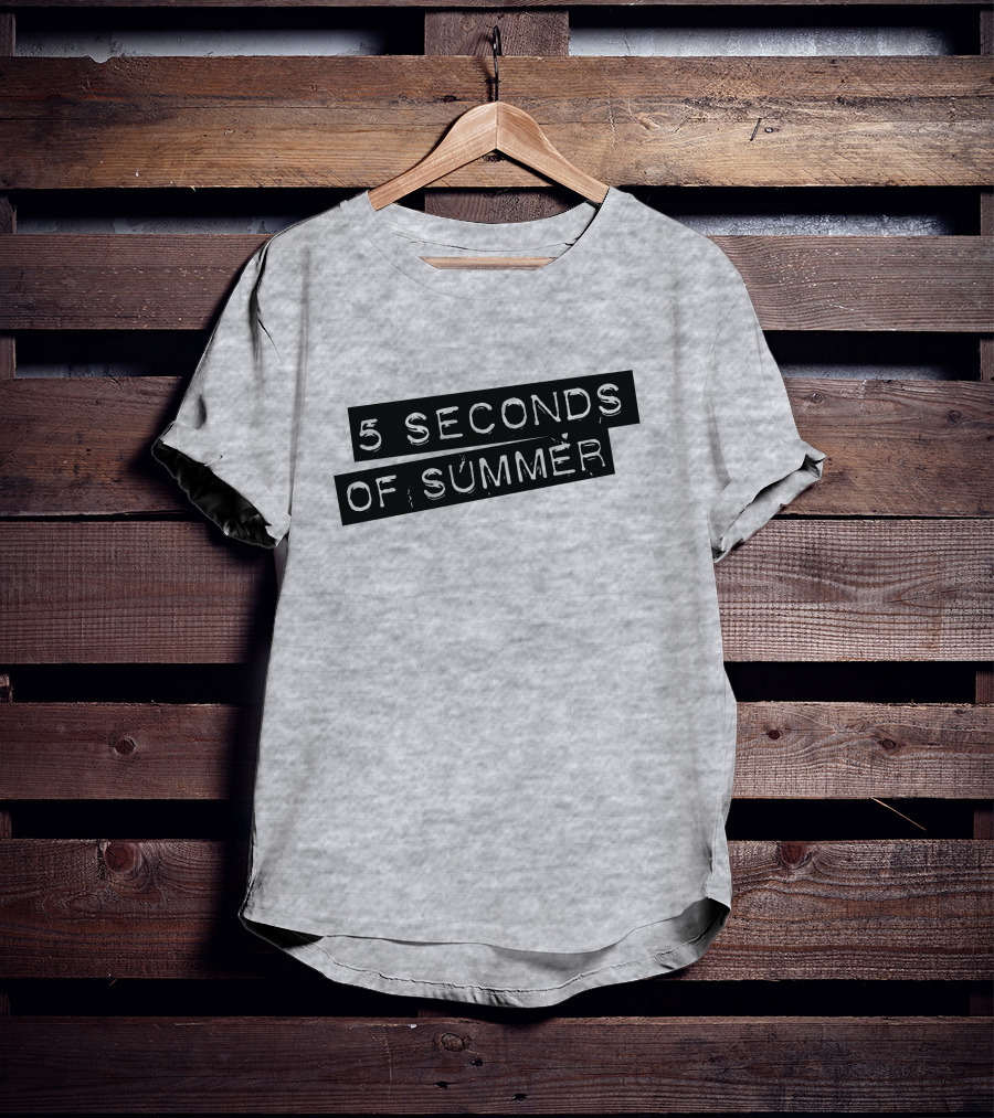 5 Seconds Of Summer Draped Black Text On Grey Background T-Shirt