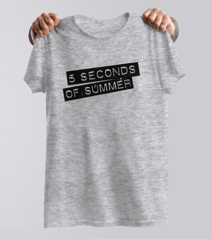 5 Seconds Of Summer Draped Black Text On Grey Background T-Shirt