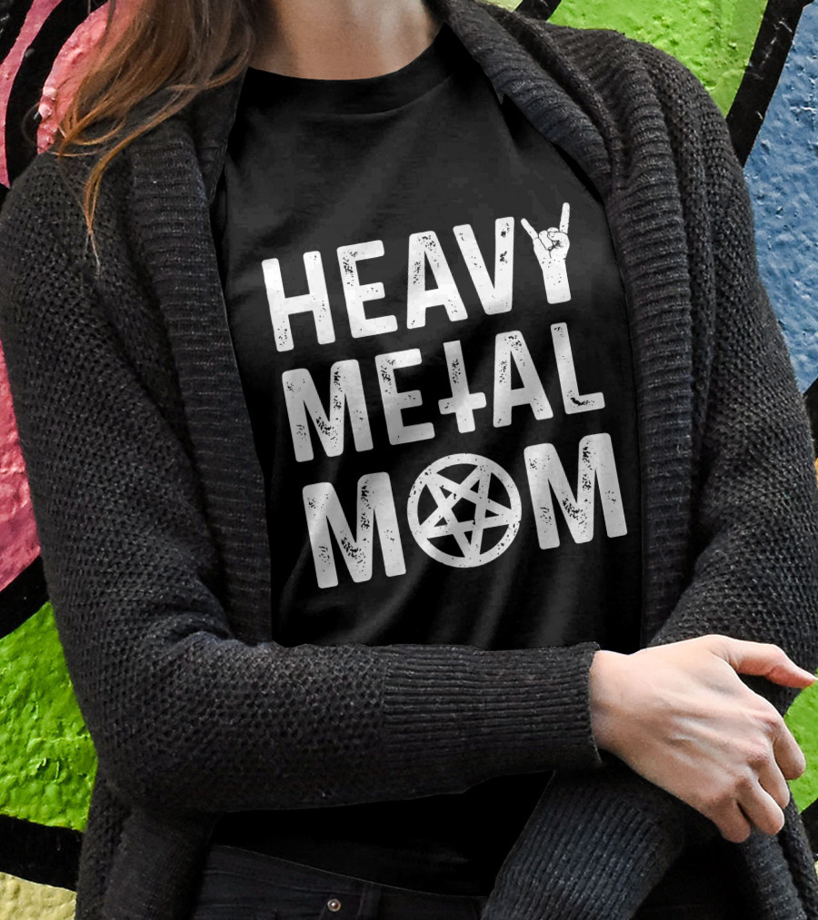Teedep Store Cassandra L. Thompson Heavy Metal Mom Rock Sign Pentagram T-Shirt