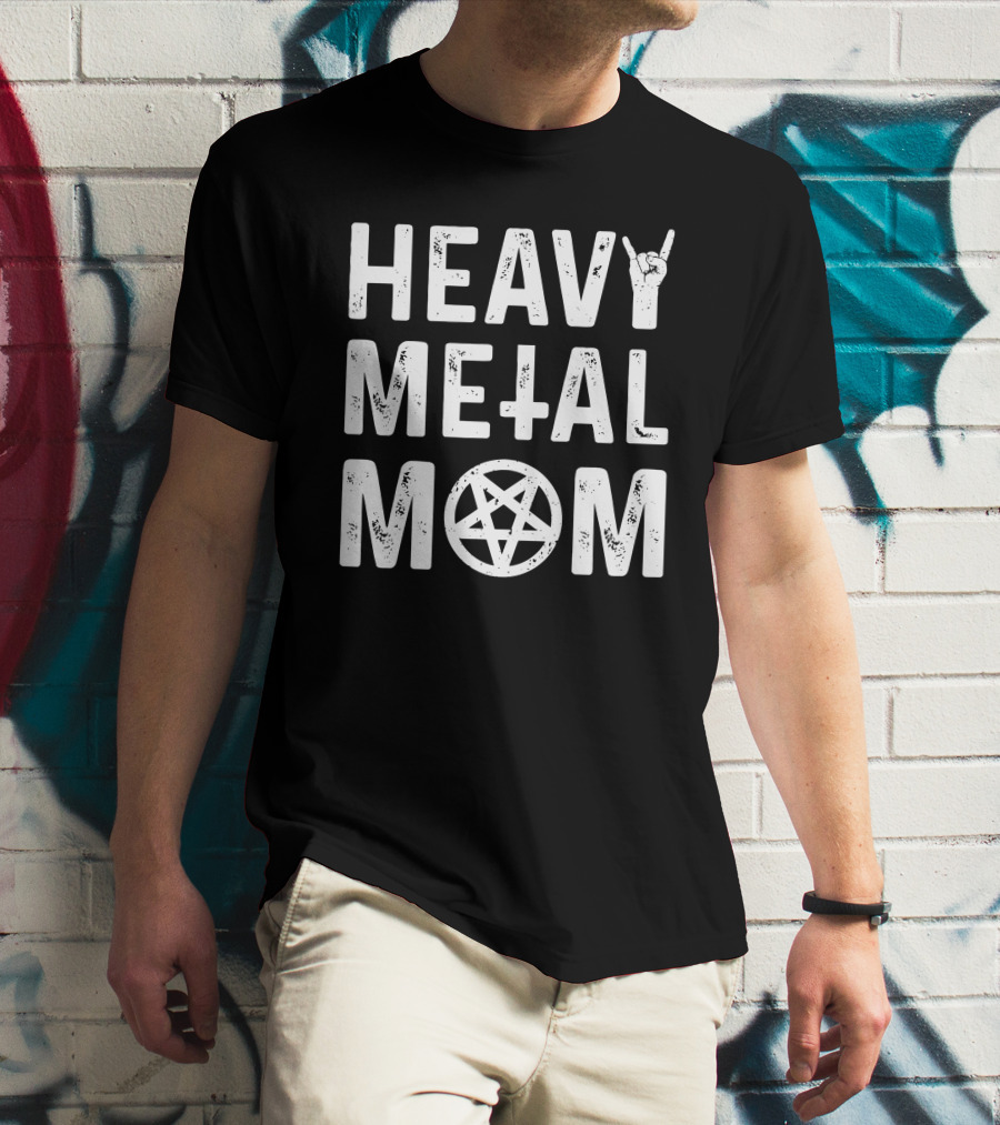 Teedep Store Cassandra L. Thompson Heavy Metal Mom Rock Sign Pentagram T-Shirt