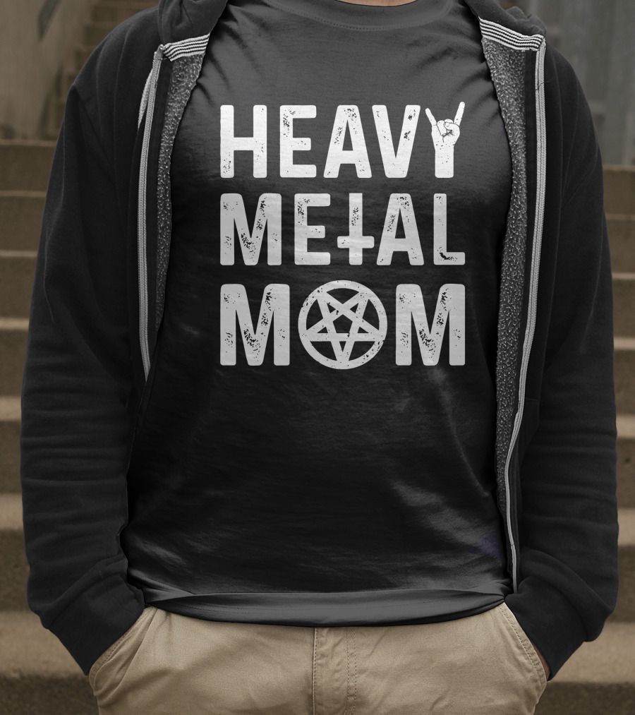 Teedep Store Cassandra L. Thompson Heavy Metal Mom Rock Sign Pentagram T-Shirt