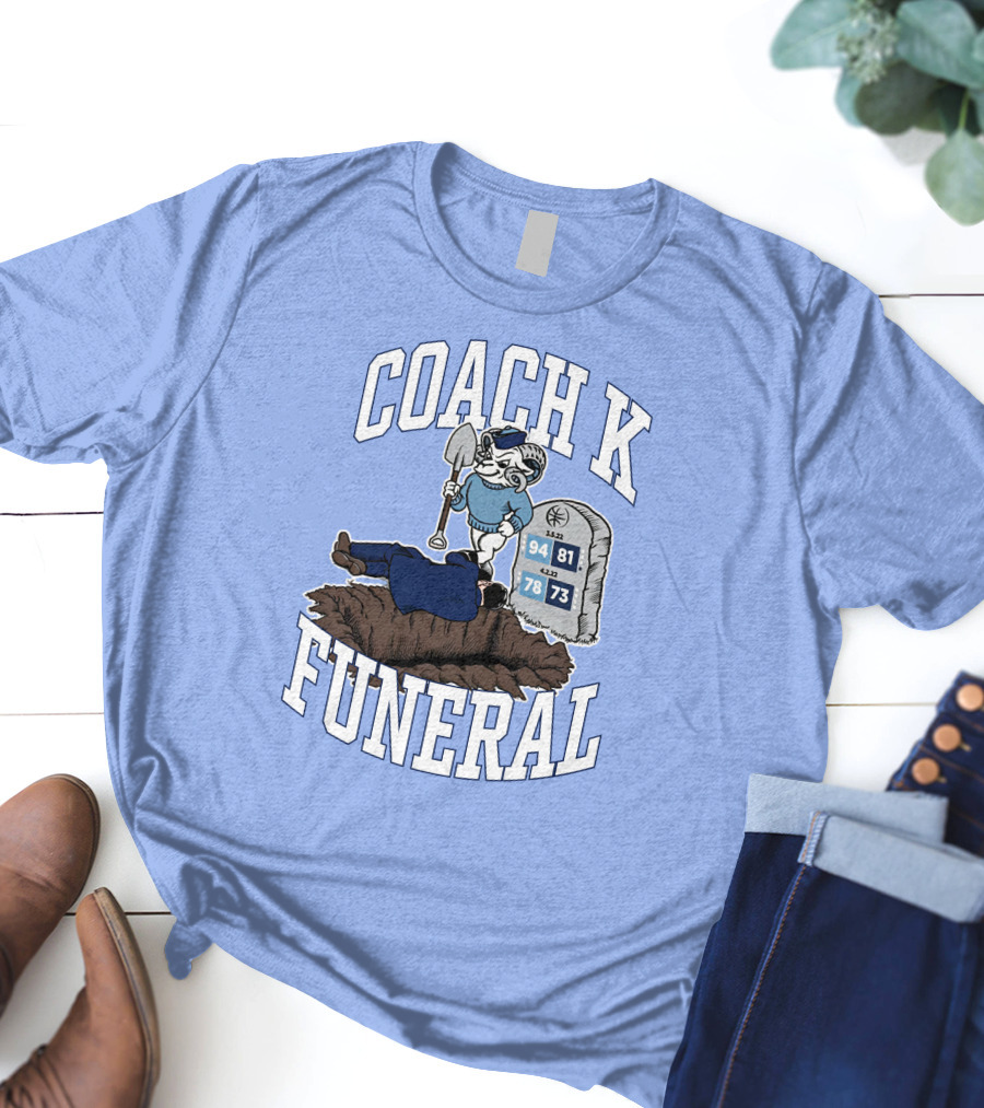 Coach K Funeral Blue Devil Gravesite Shovel Tombstone Basketball Numbers T-Shirt