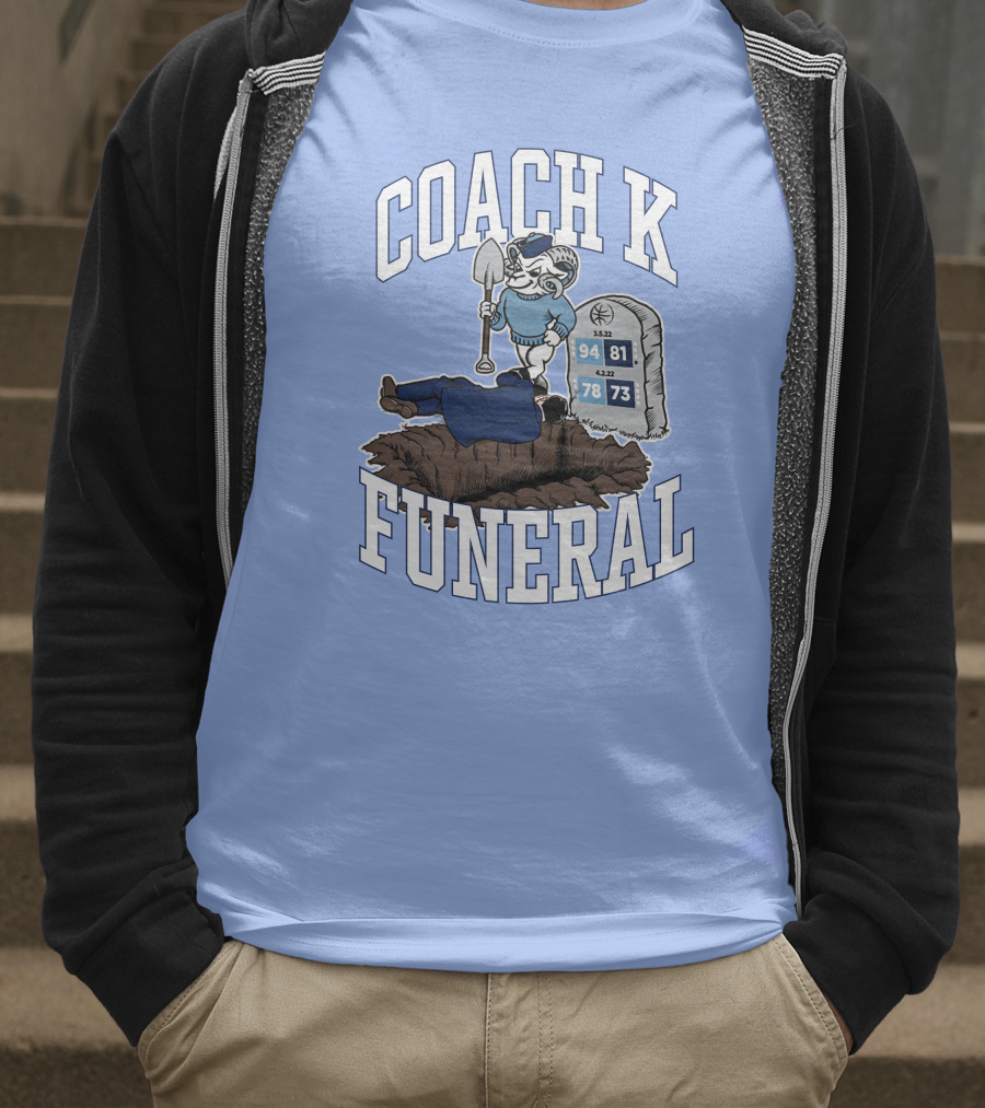 Coach K Funeral Blue Devil Gravesite Shovel Tombstone Basketball Numbers T-Shirt