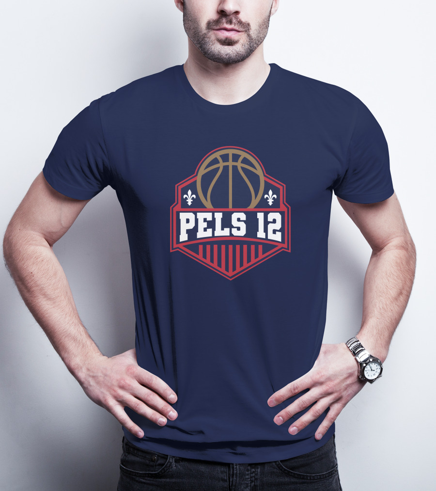 Pels 12 Basketball Fleur-de-lis Emblem T-Shirt