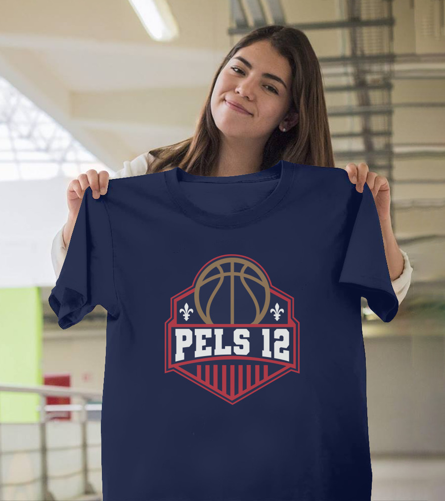 Pels 12 Basketball Fleur-de-lis Emblem T-Shirt