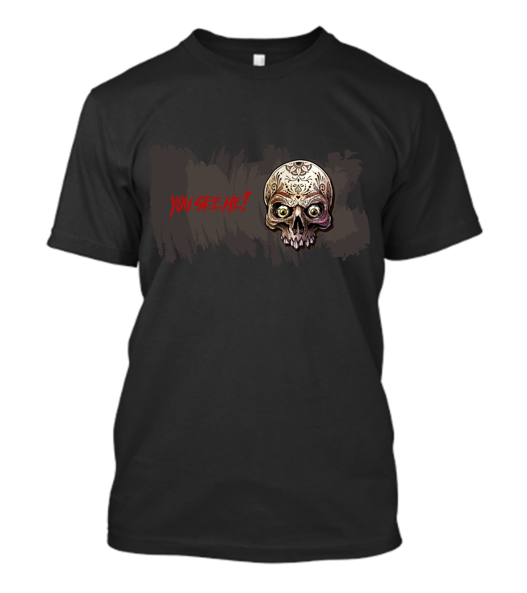 YOU SEE ME Skull Brown Scary Horror T-Shirt
