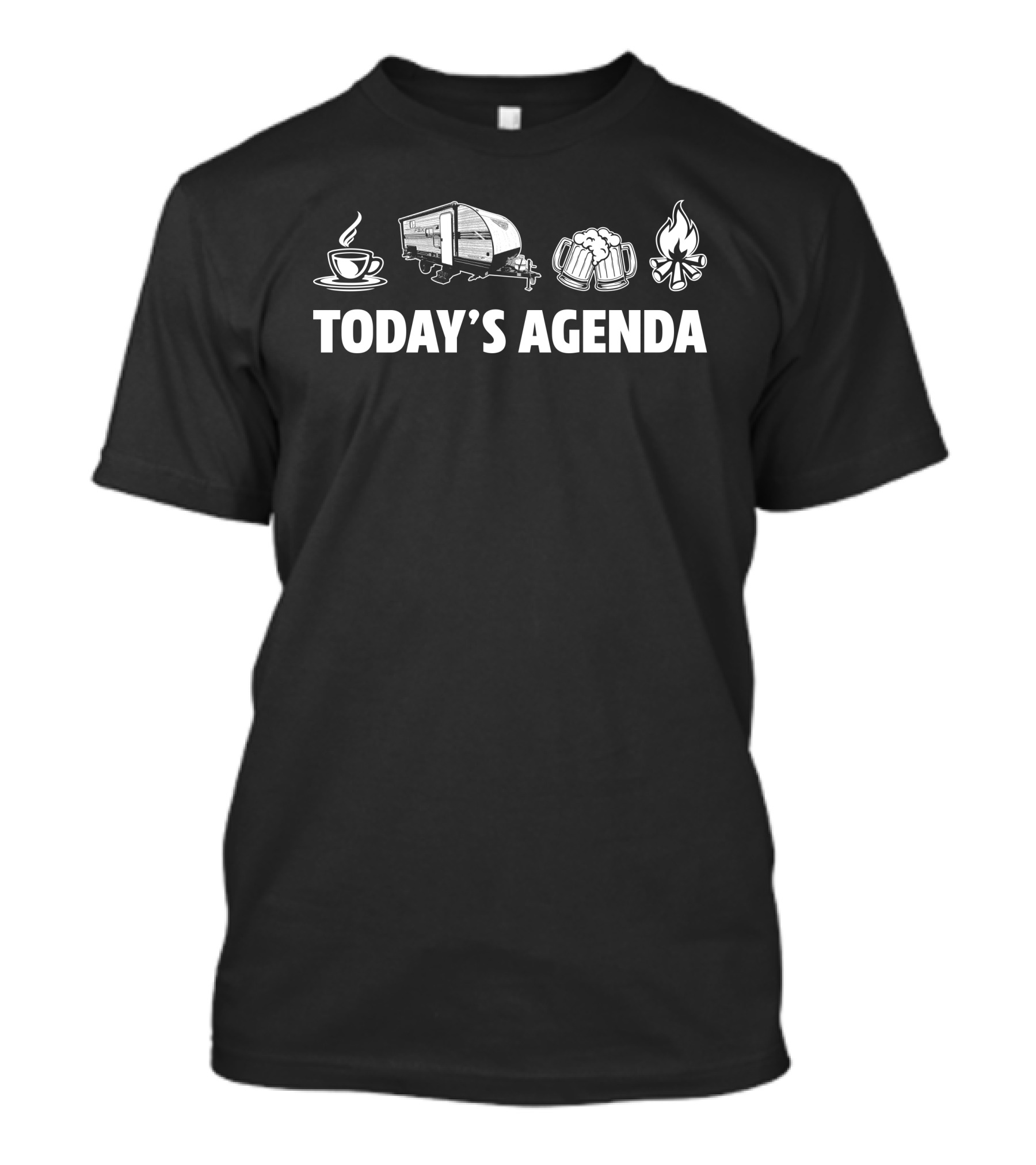 Today's Agenda Wildwood FSX 178BHSK Coffee Camper Beer Campfire Icons T-Shirt