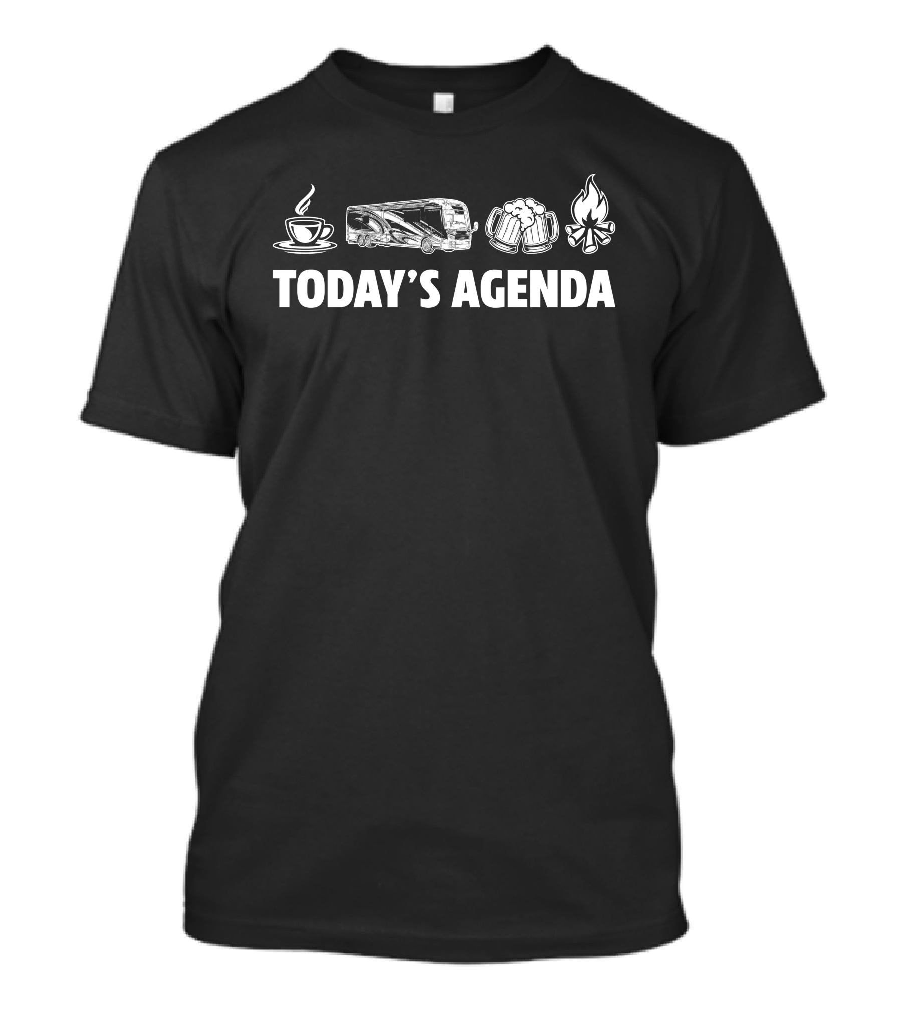 Today's Agenda Entegra Coach Anthem 44B Coffee Beer Campfire Icons T-Shirt