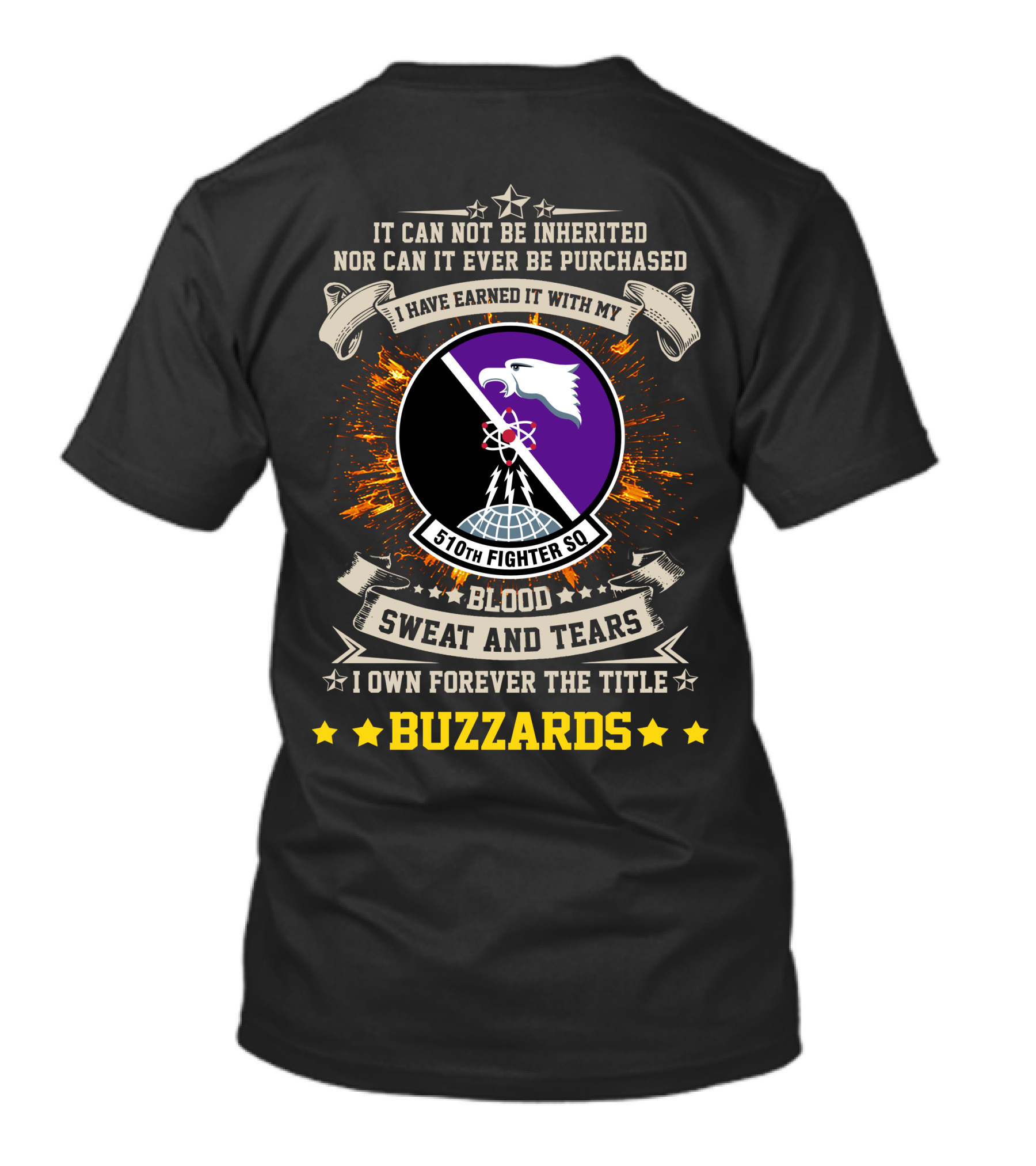 510th Fighter Squadron Blood Sweat And Tears Buzzards T-Shirt