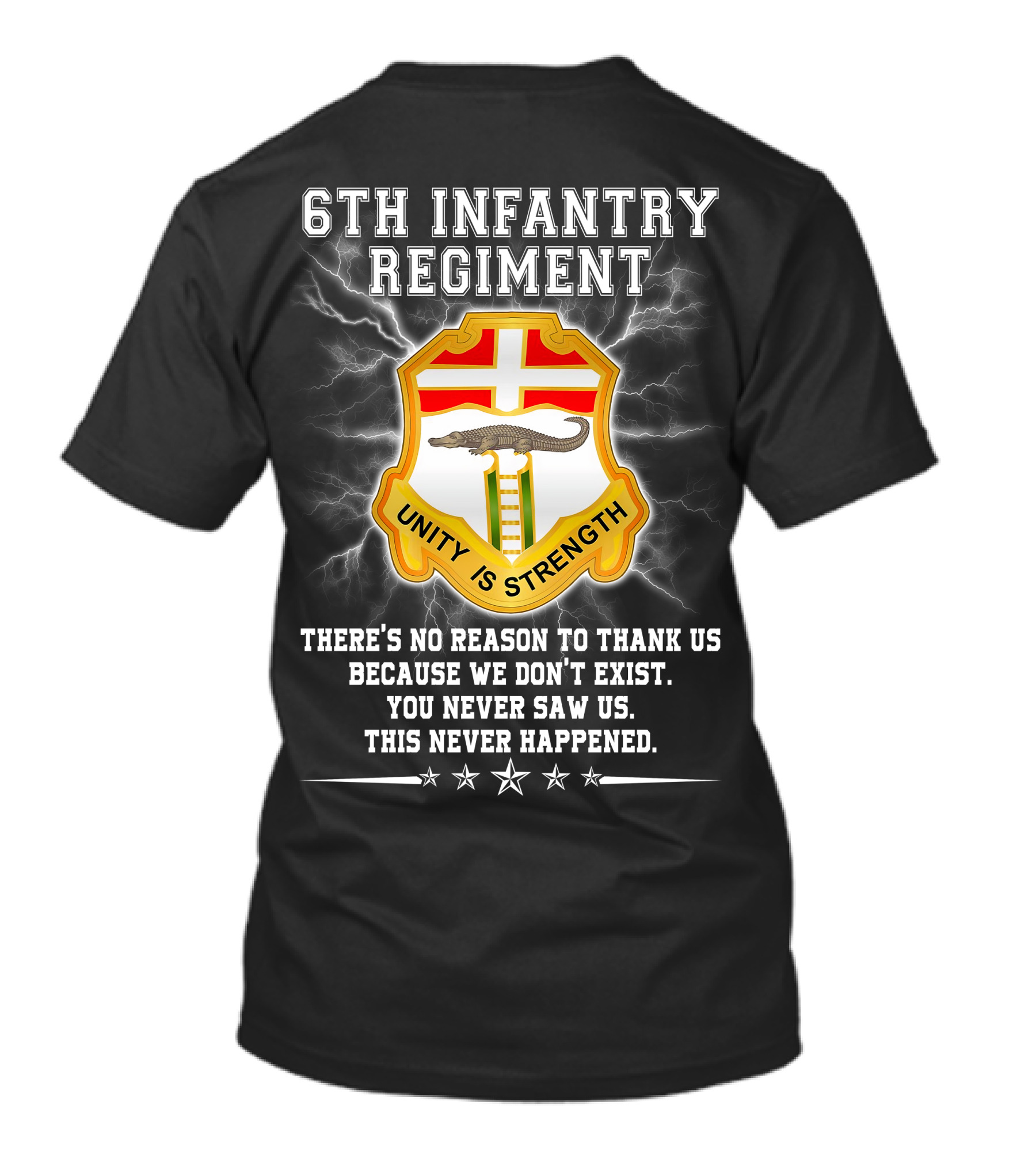 6th Infantry Regiment Unity Is Strength There's No Reason To Thank Us You Never Saw Us This Never Happened T-Shirt