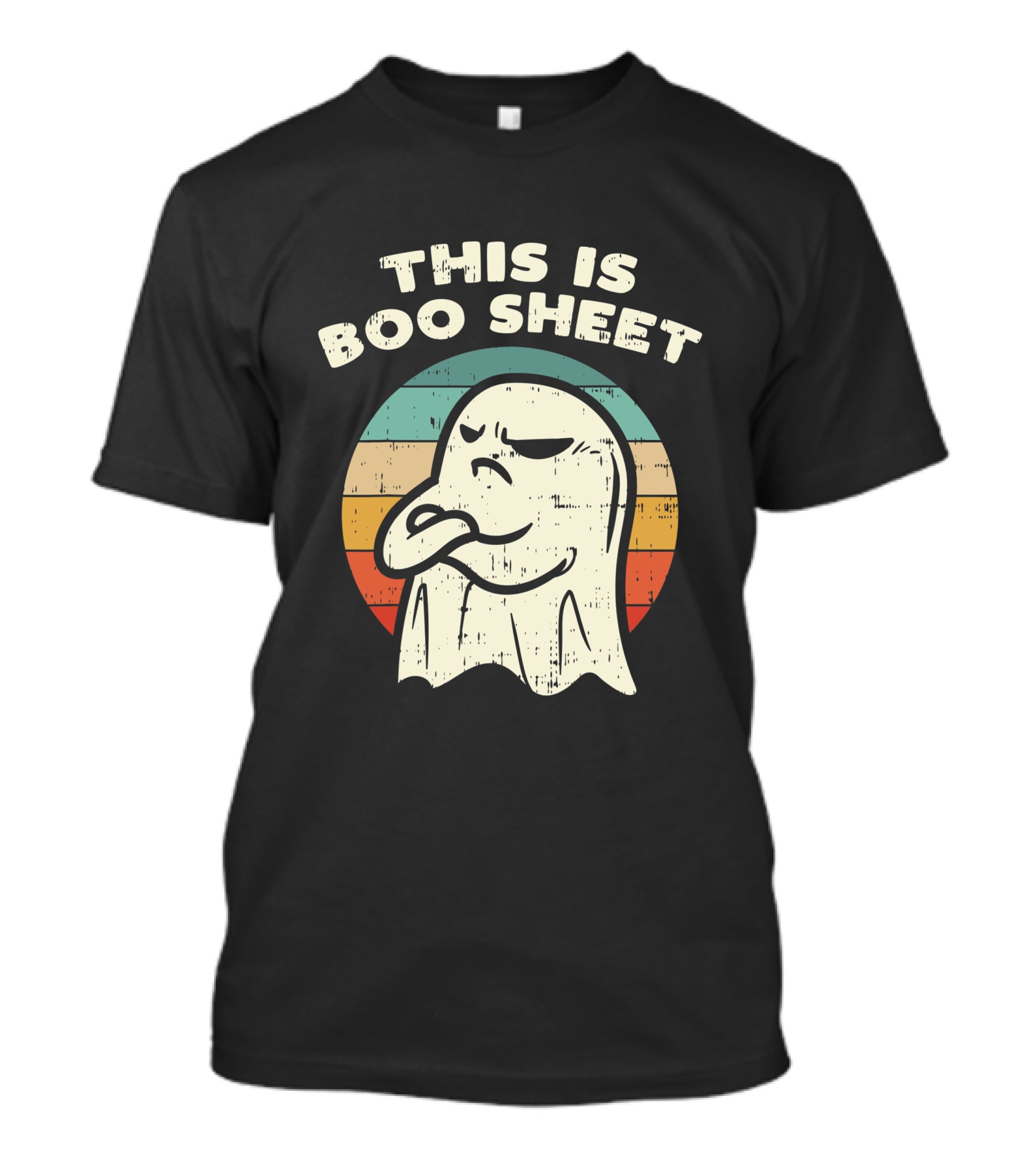 This Is Boo Sheet Vintage Ghost Halloween Retro Stripes T-Shirt