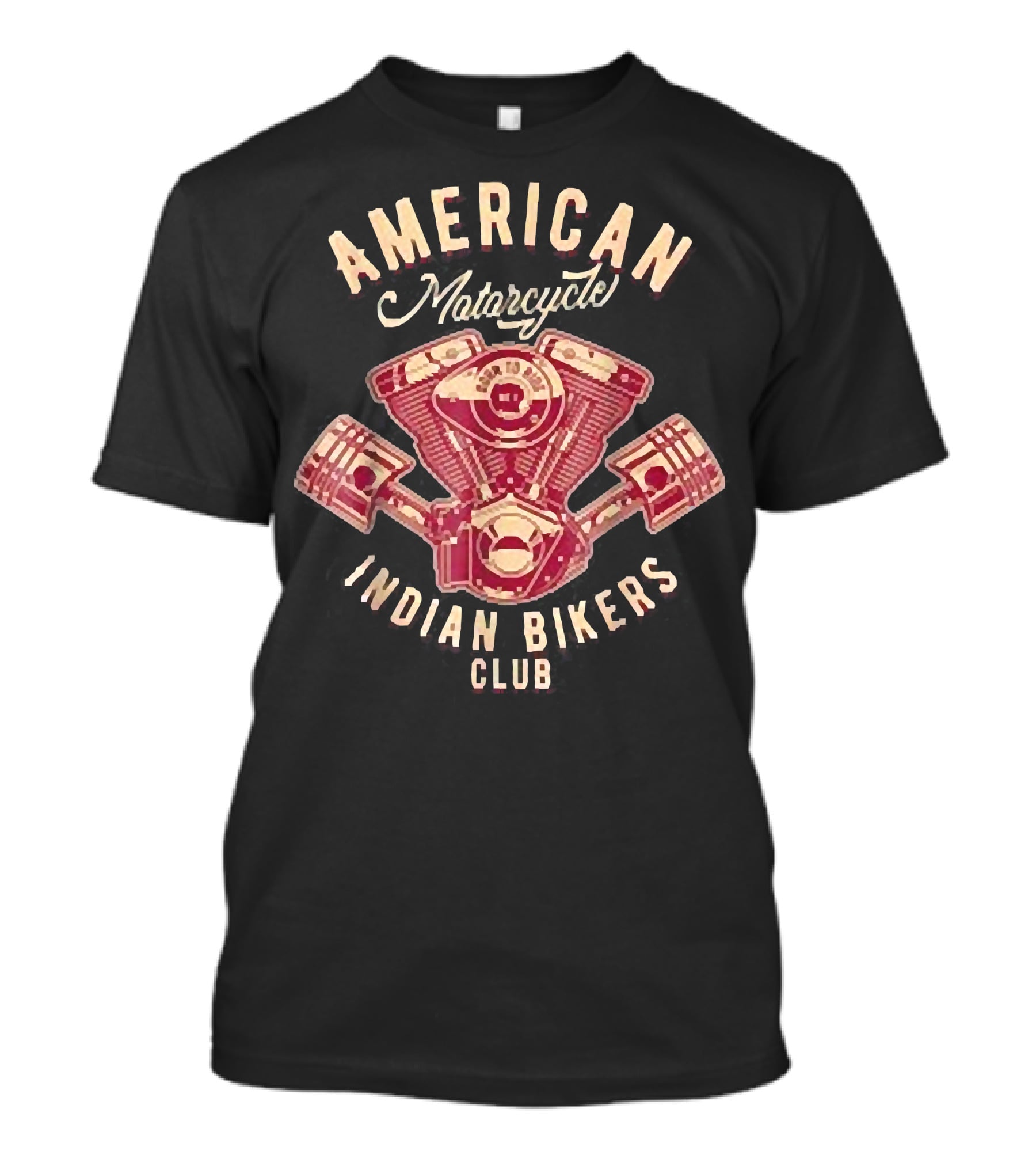 Vintage American Motorcycle Indian Bikers Club Engine T-Shirt