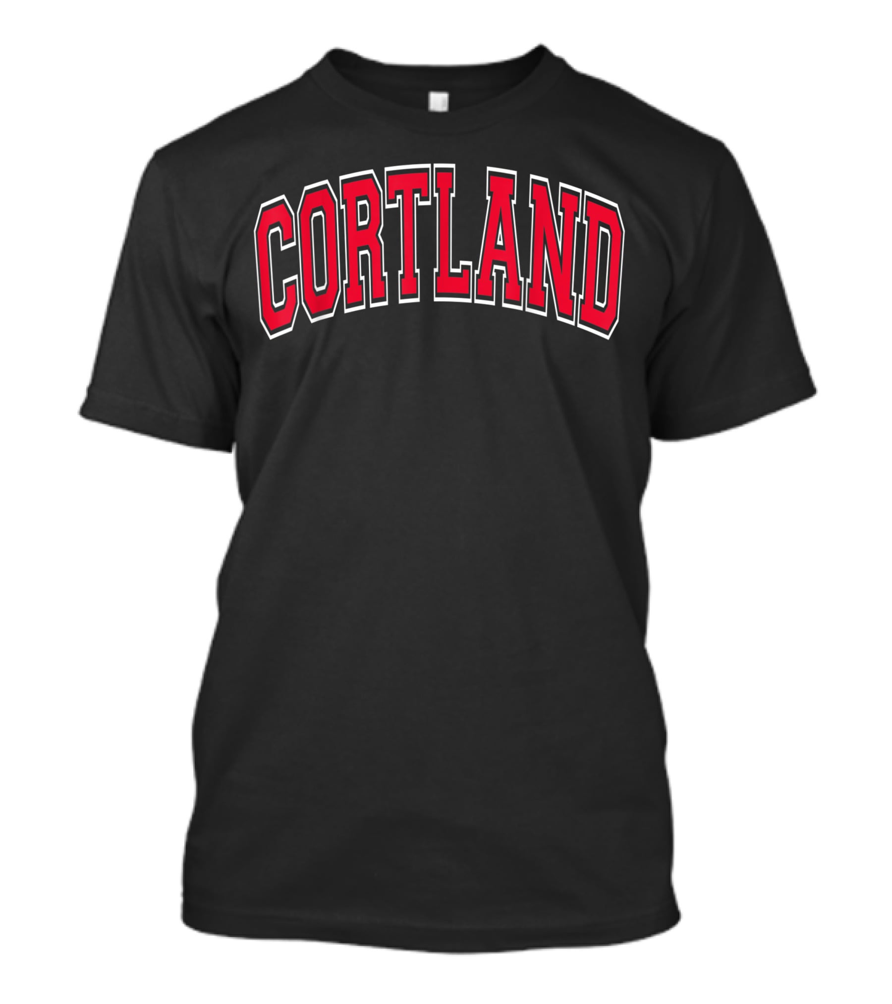Cortland NY Varsity Style Red Arch Text Classic Athletic Look T-Shirt