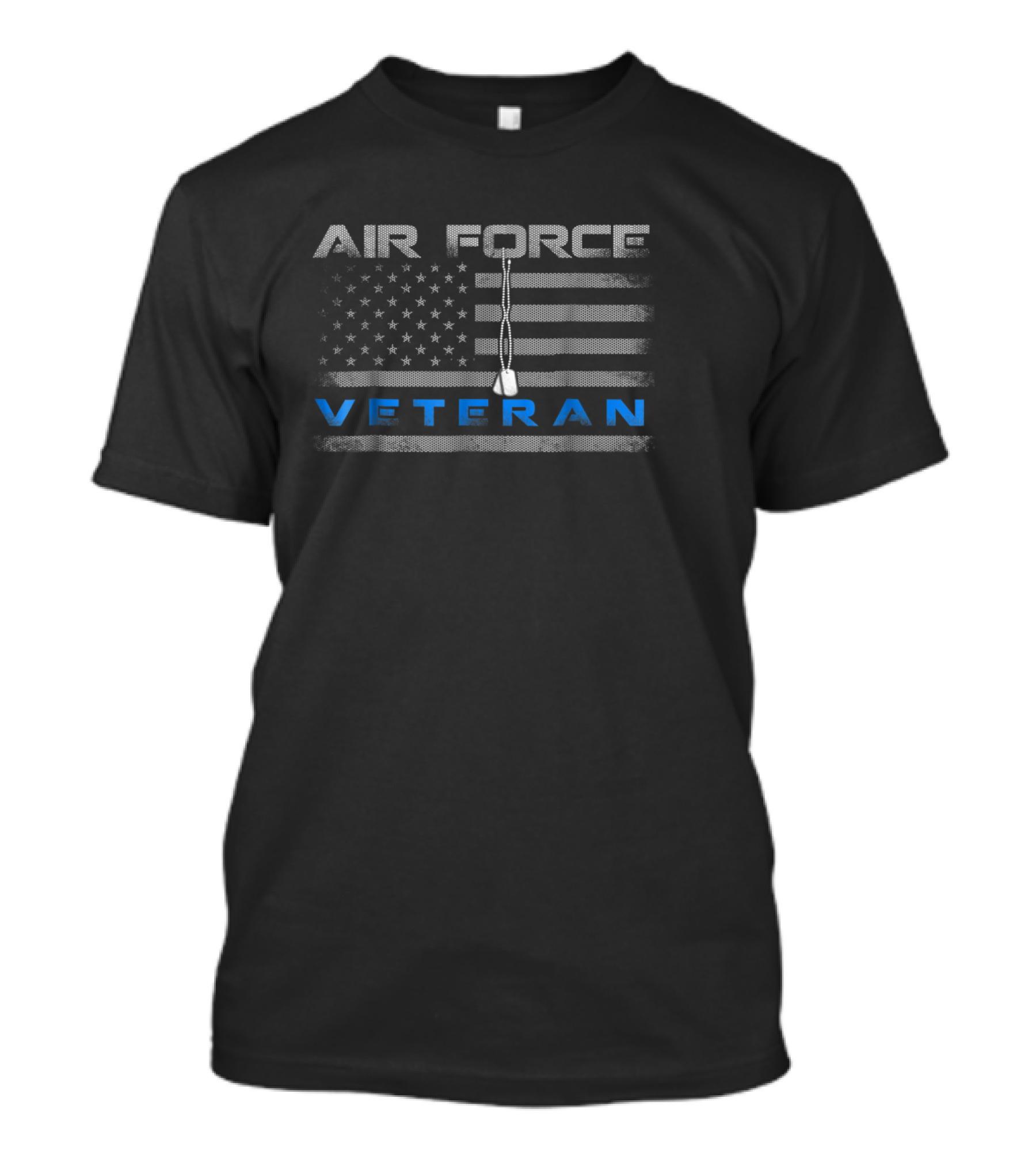 Air Force Veteran American Flag With Dog Tag T-Shirt