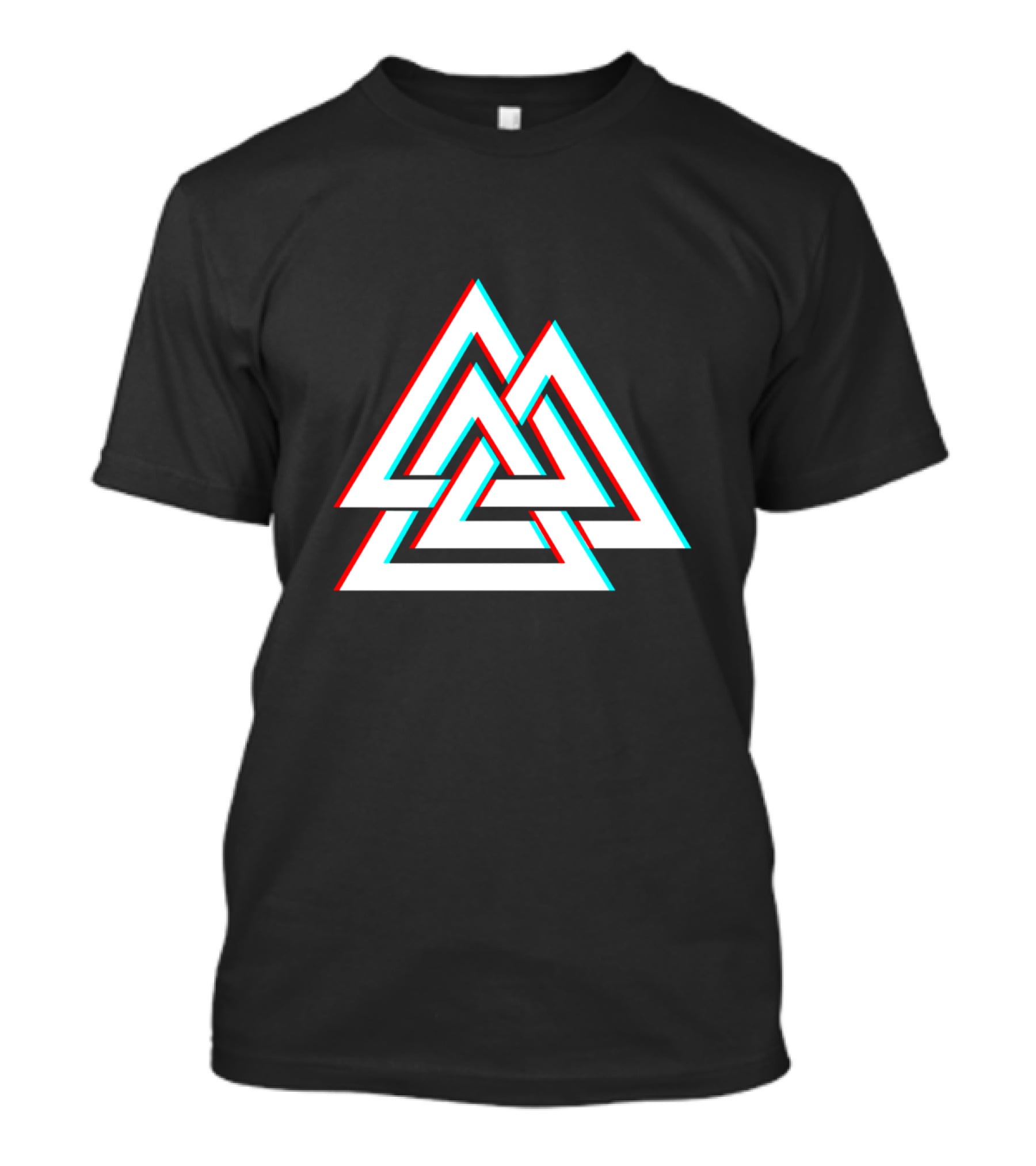 Trippy Valknut Symbol Nordic Wiccan Glitch Effect T-Shirt